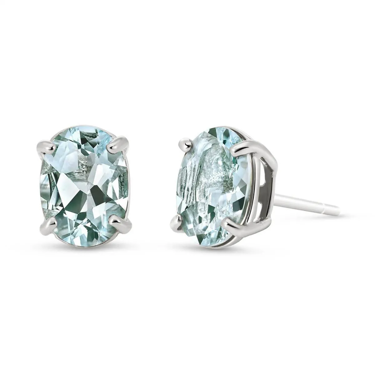 1.8 Carat 14K Solid White Gold Stud Earrings Natural Aquamarine