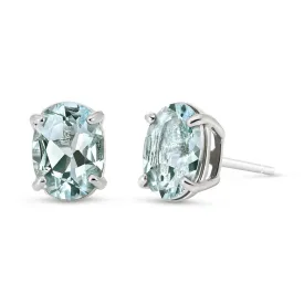 1.8 Carat 14K Solid White Gold Stud Earrings Natural Aquamarine