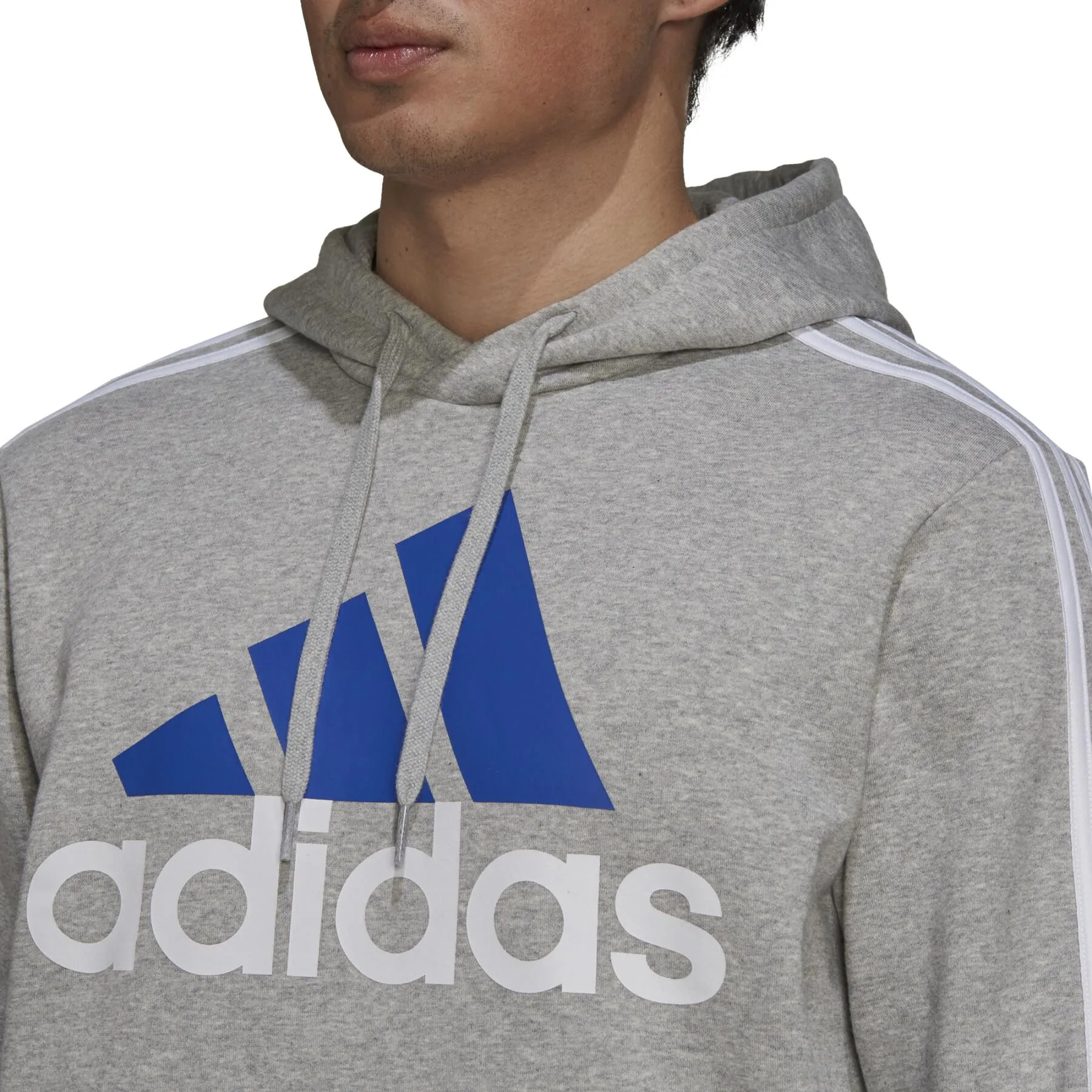 Adidas Men's 3 Stripe Essential Fleece Logo Hoodie