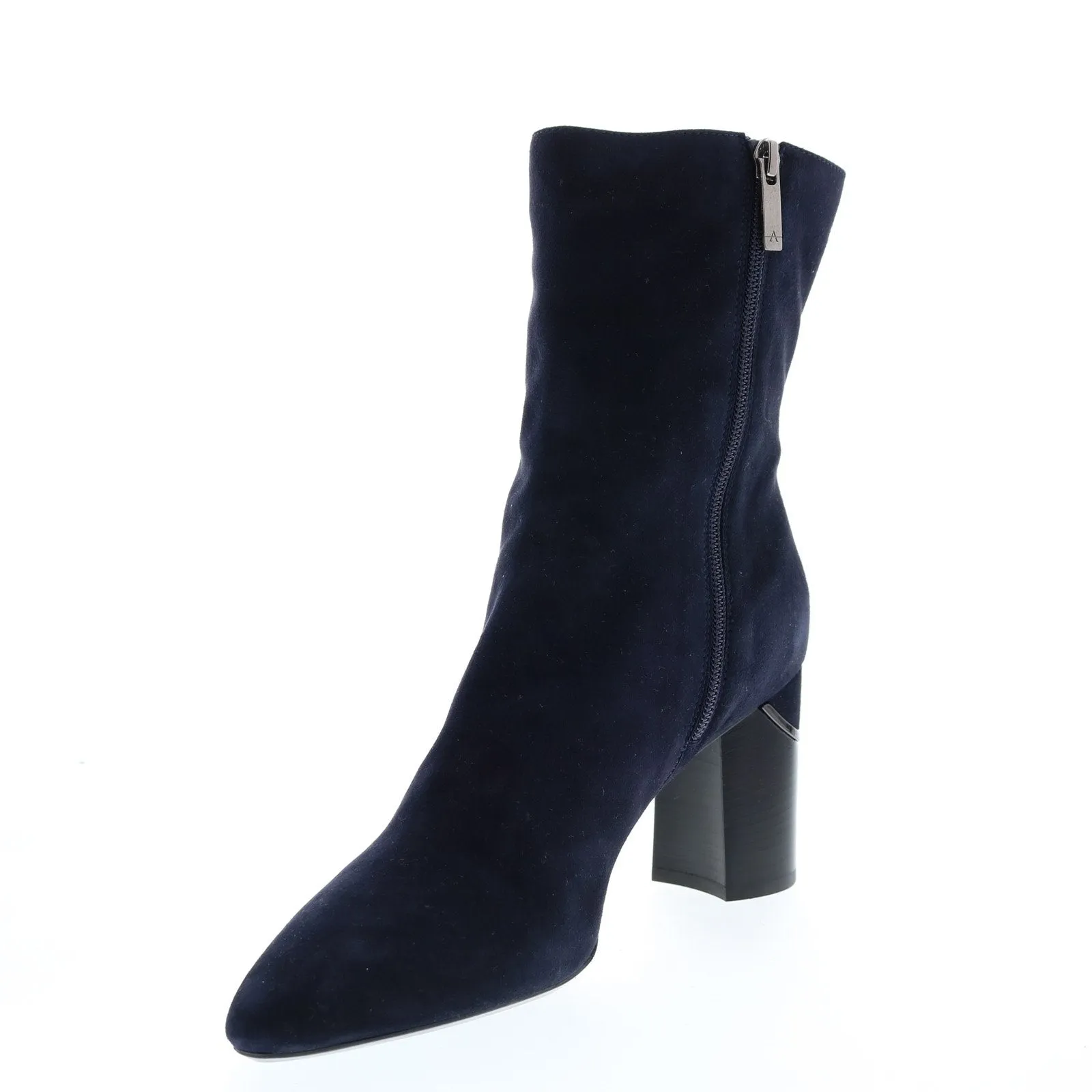 Aquatalia Phila Dress Suede 34L3799-NVY Womens Blue Suede Zipper Ankle & Booties Boots