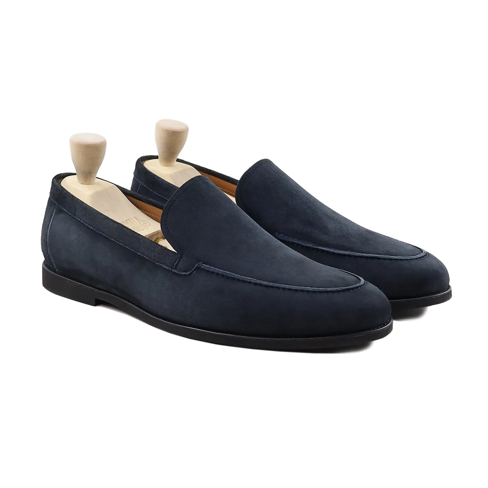 Ashli - Men's Navy Blue Kid Suede Loafer