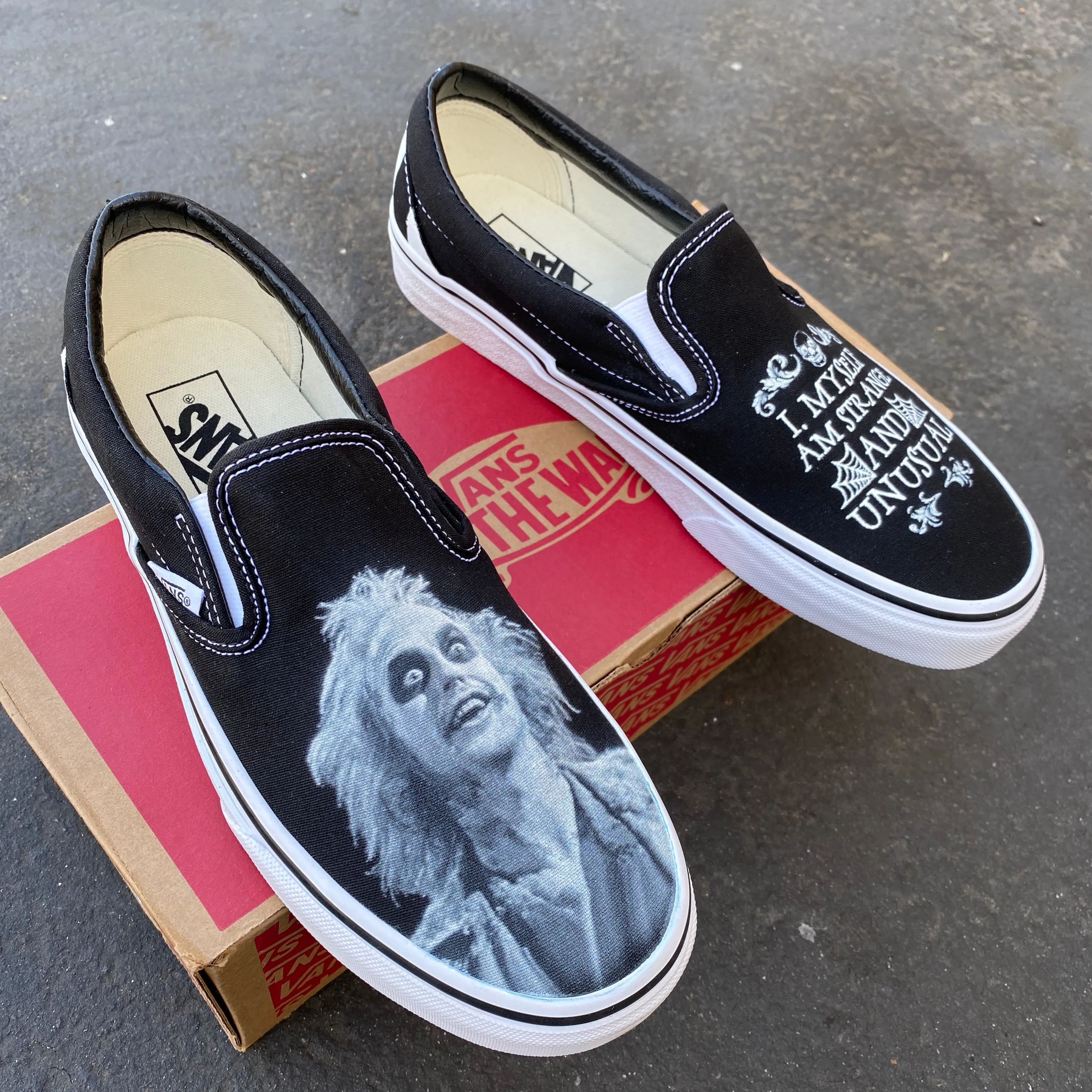 Beetlejuice Vans Shoes - Custom Slip Ons