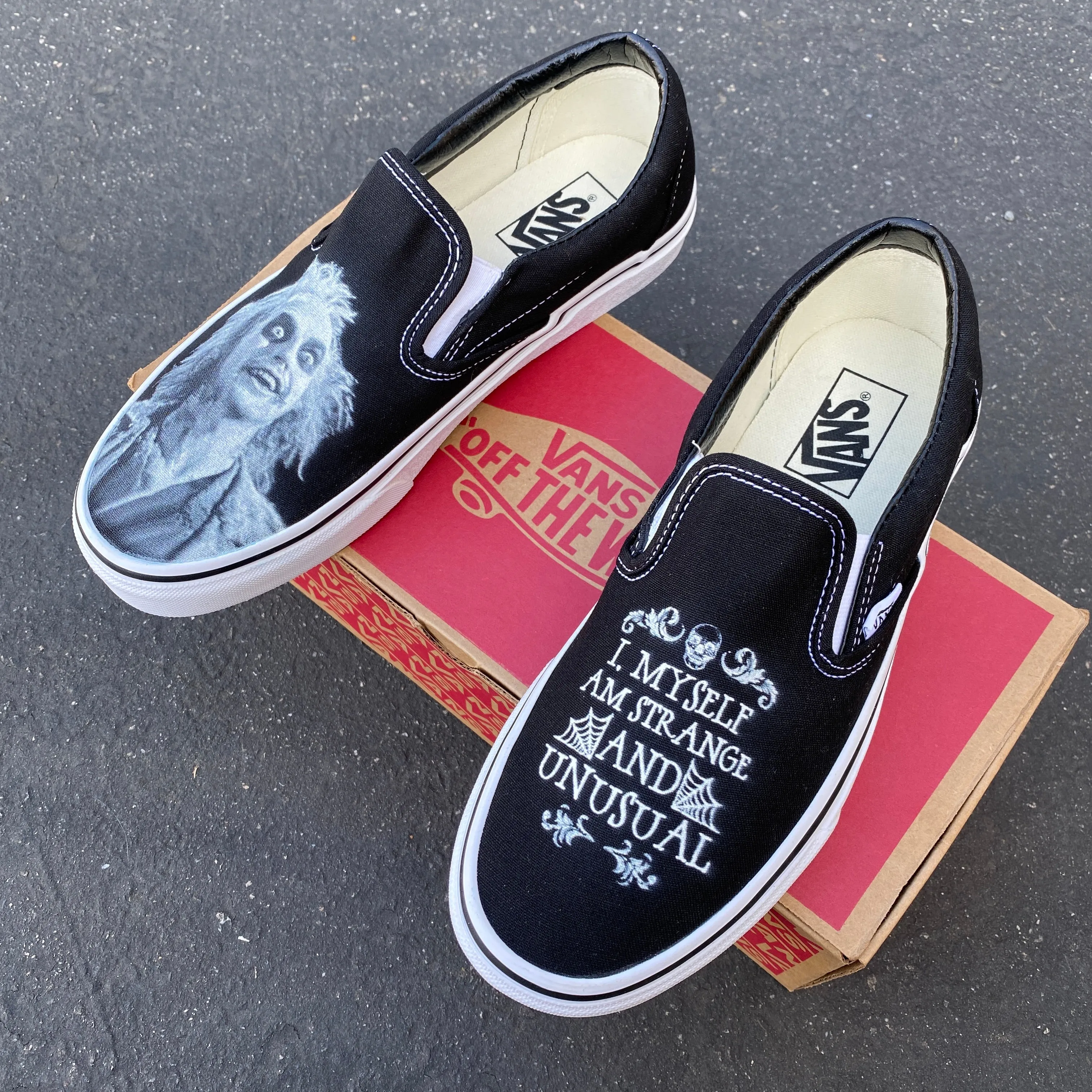 Beetlejuice Vans Shoes - Custom Slip Ons