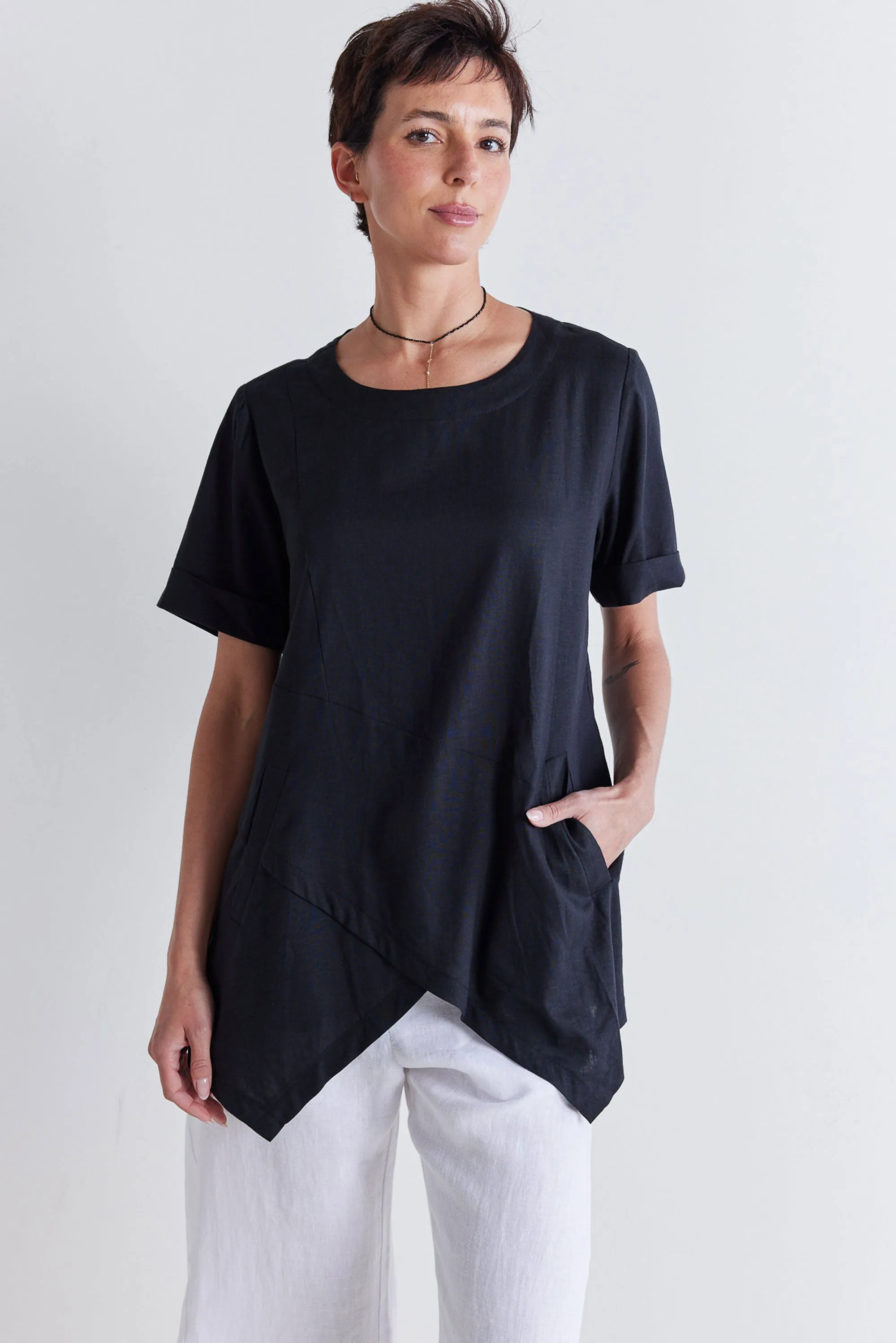 Breezy Asymmetric Linen Top