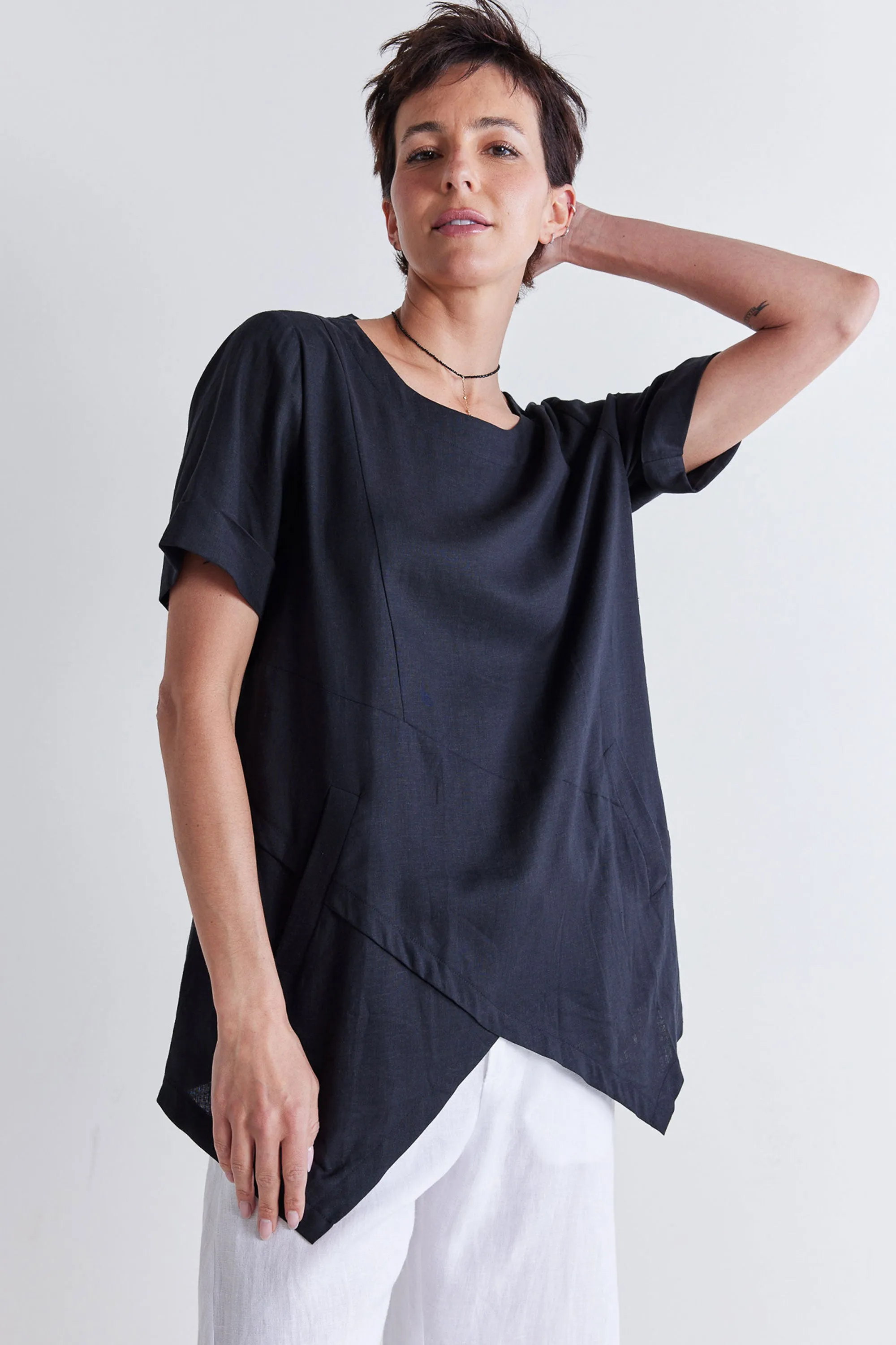 Breezy Asymmetric Linen Top