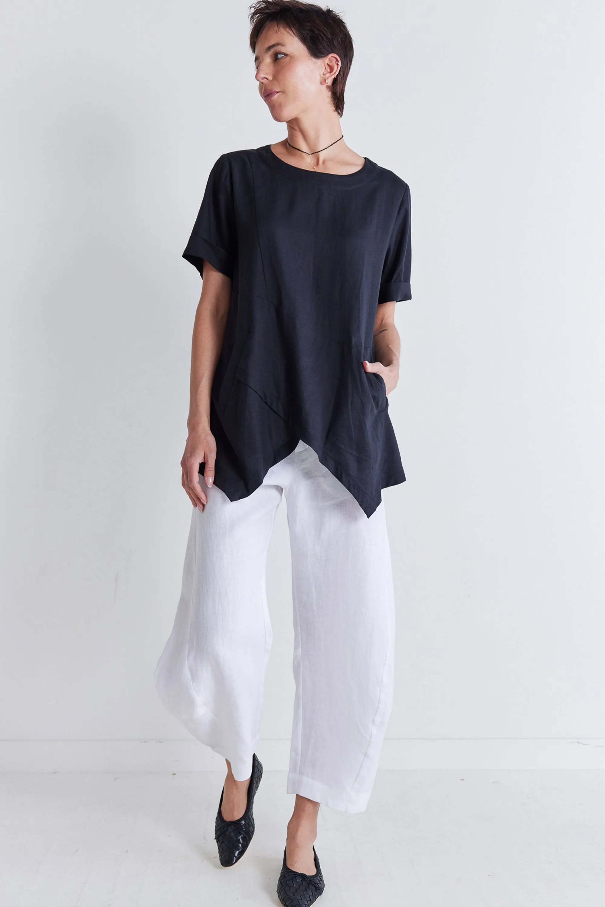 Breezy Asymmetric Linen Top