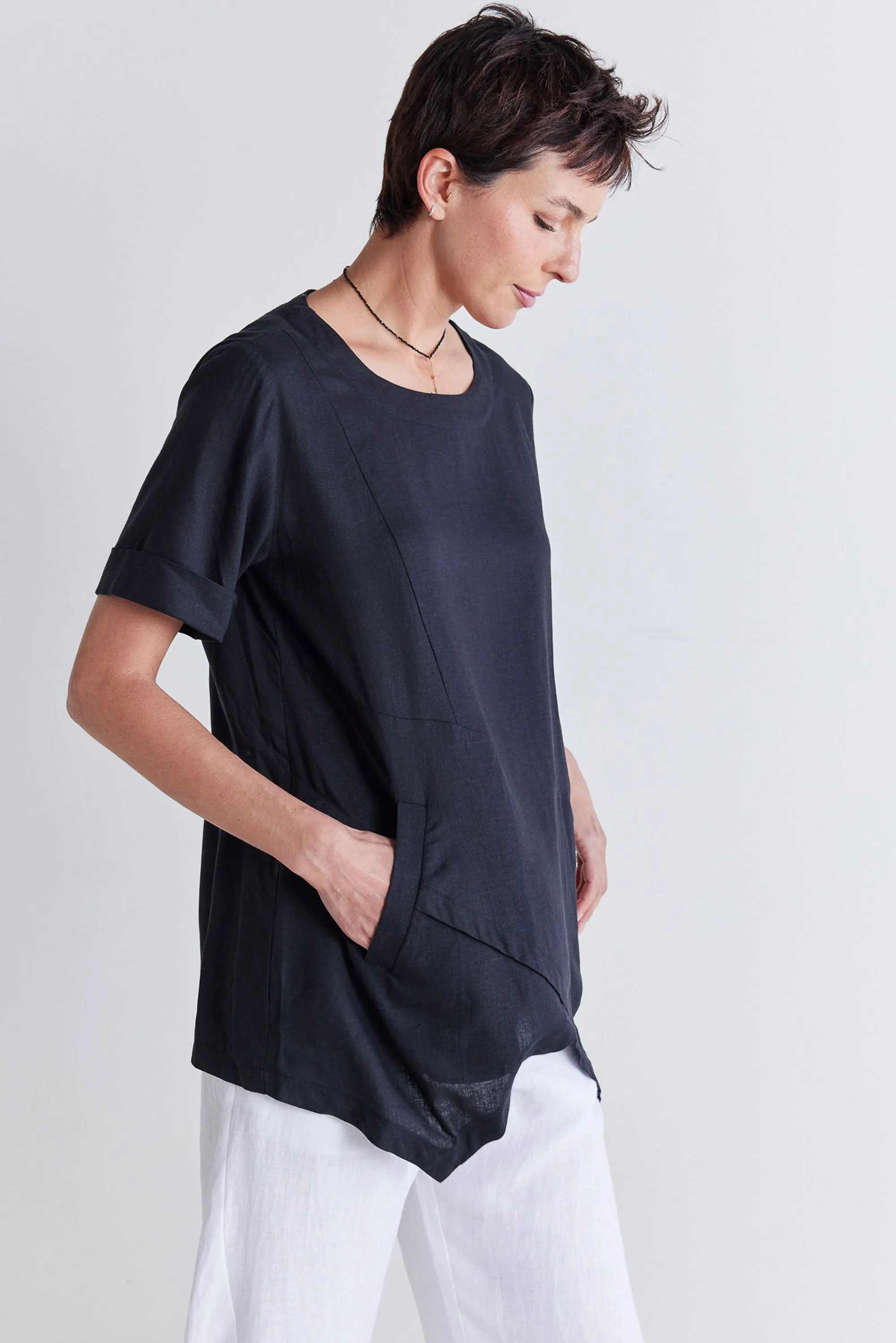 Breezy Asymmetric Linen Top