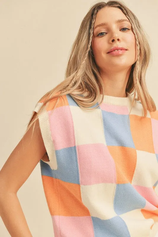 Brinley Colorful Checkered Top