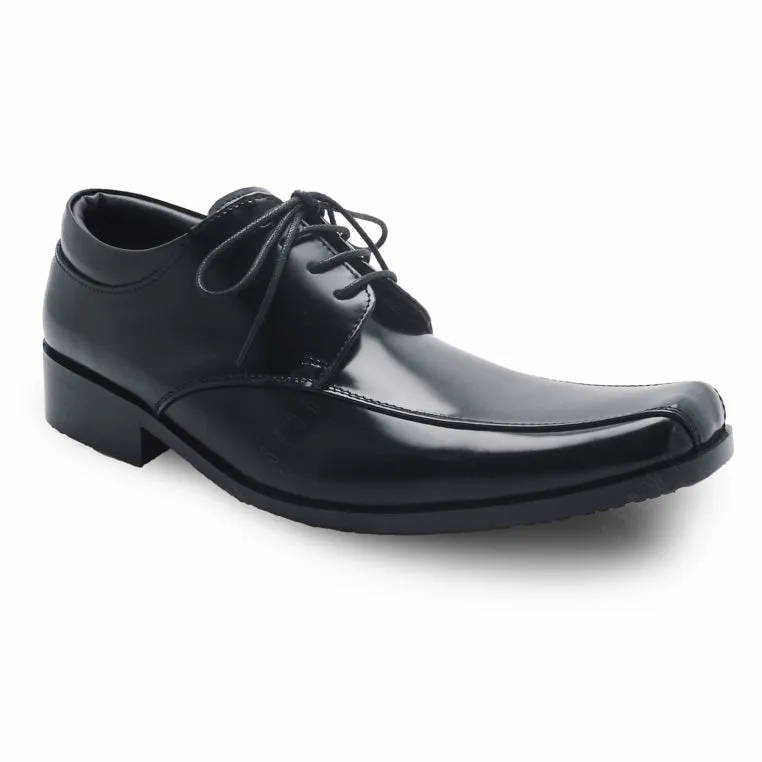 City Oxford Flat Lace European Brush Off Black Patent