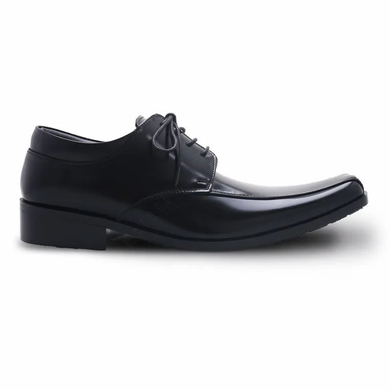 City Oxford Flat Lace European Brush Off Black Patent