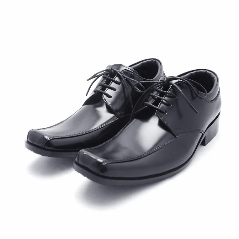 City Oxford Flat Lace European Brush Off Black Patent