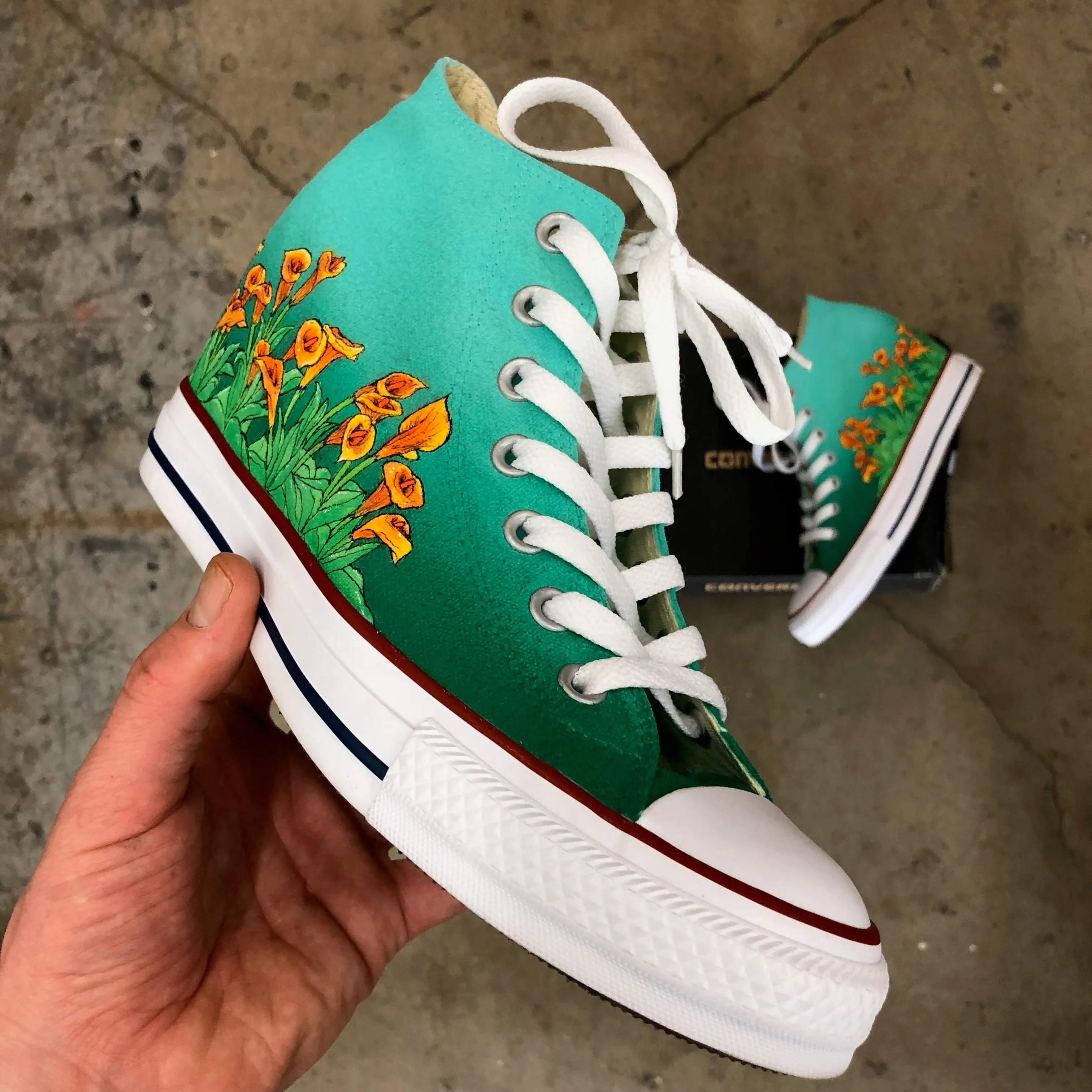 Converse Hi Top - Orange Bloom Flowers