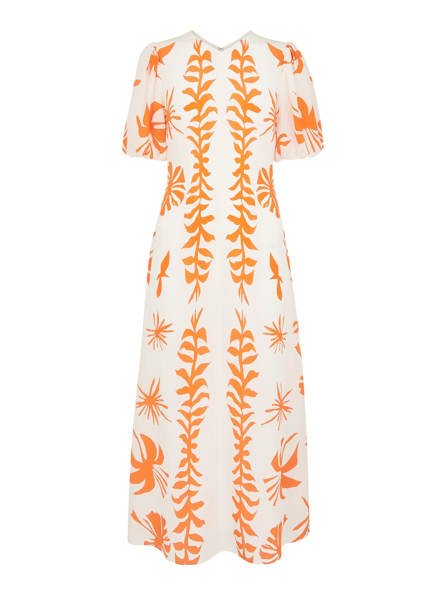 Cora Big Leaf Print Silk Dress