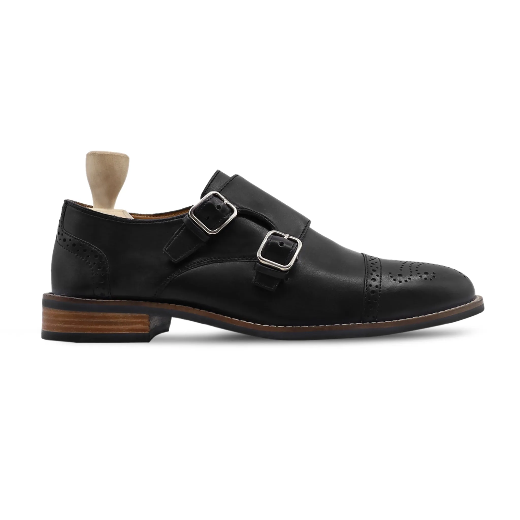 Dale - Men's Black Calf Leather Double Monkstrap