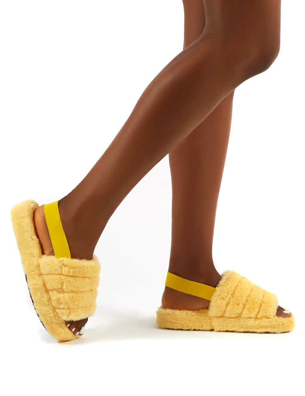 Dreamtime Lemon Fluffy Strap Back Slippers