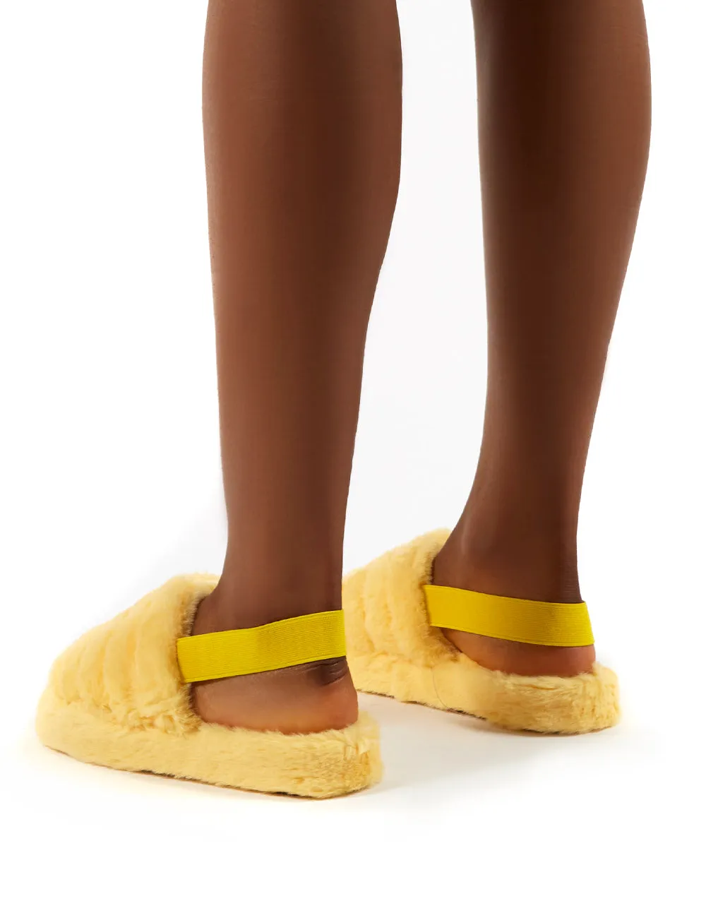 Dreamtime Lemon Fluffy Strap Back Slippers