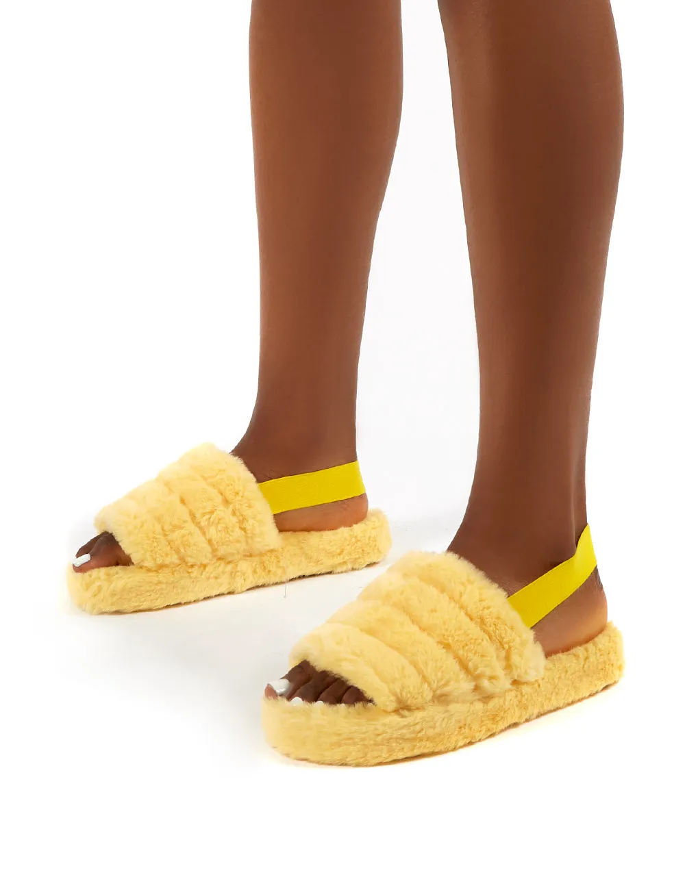 Dreamtime Lemon Fluffy Strap Back Slippers