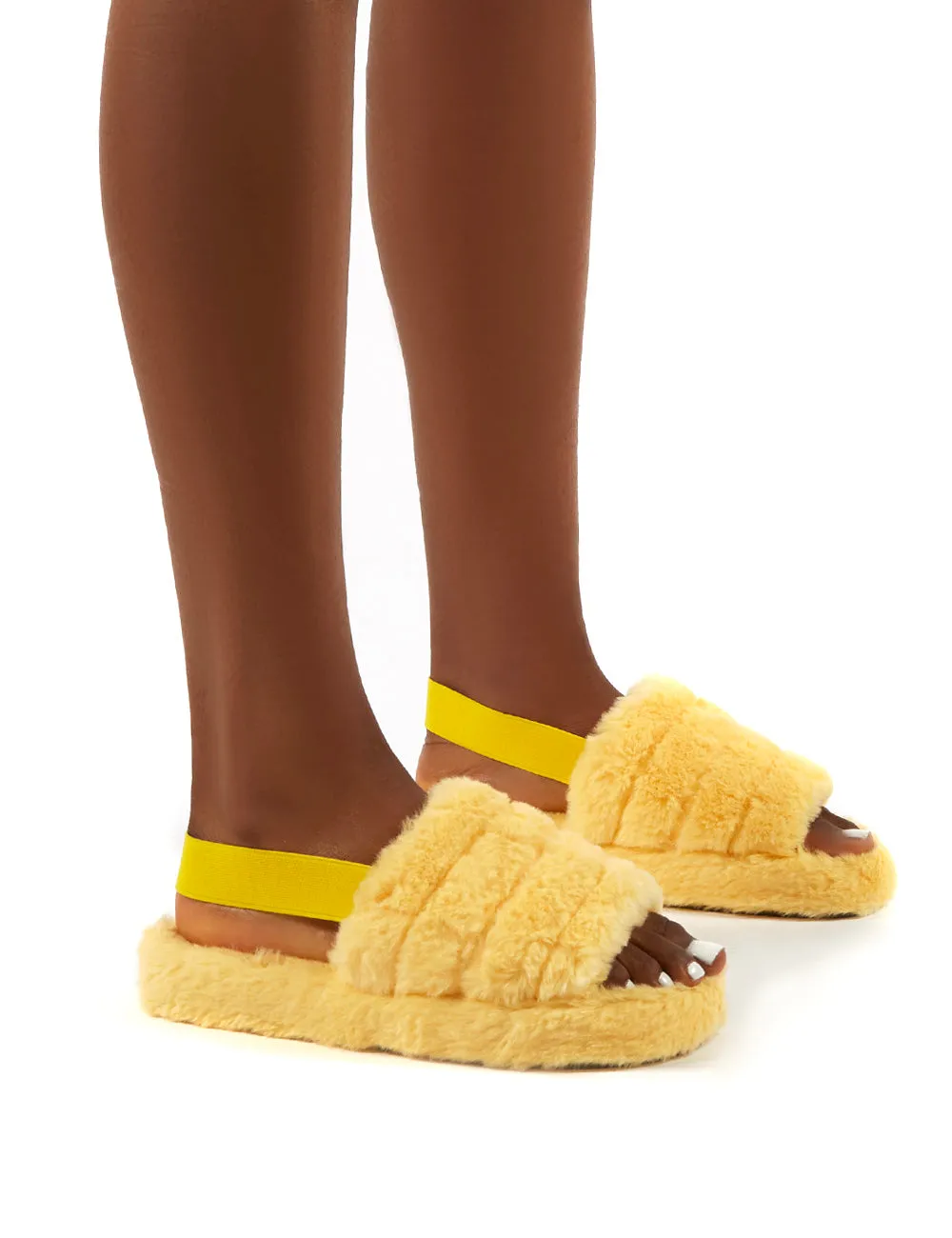 Dreamtime Lemon Fluffy Strap Back Slippers