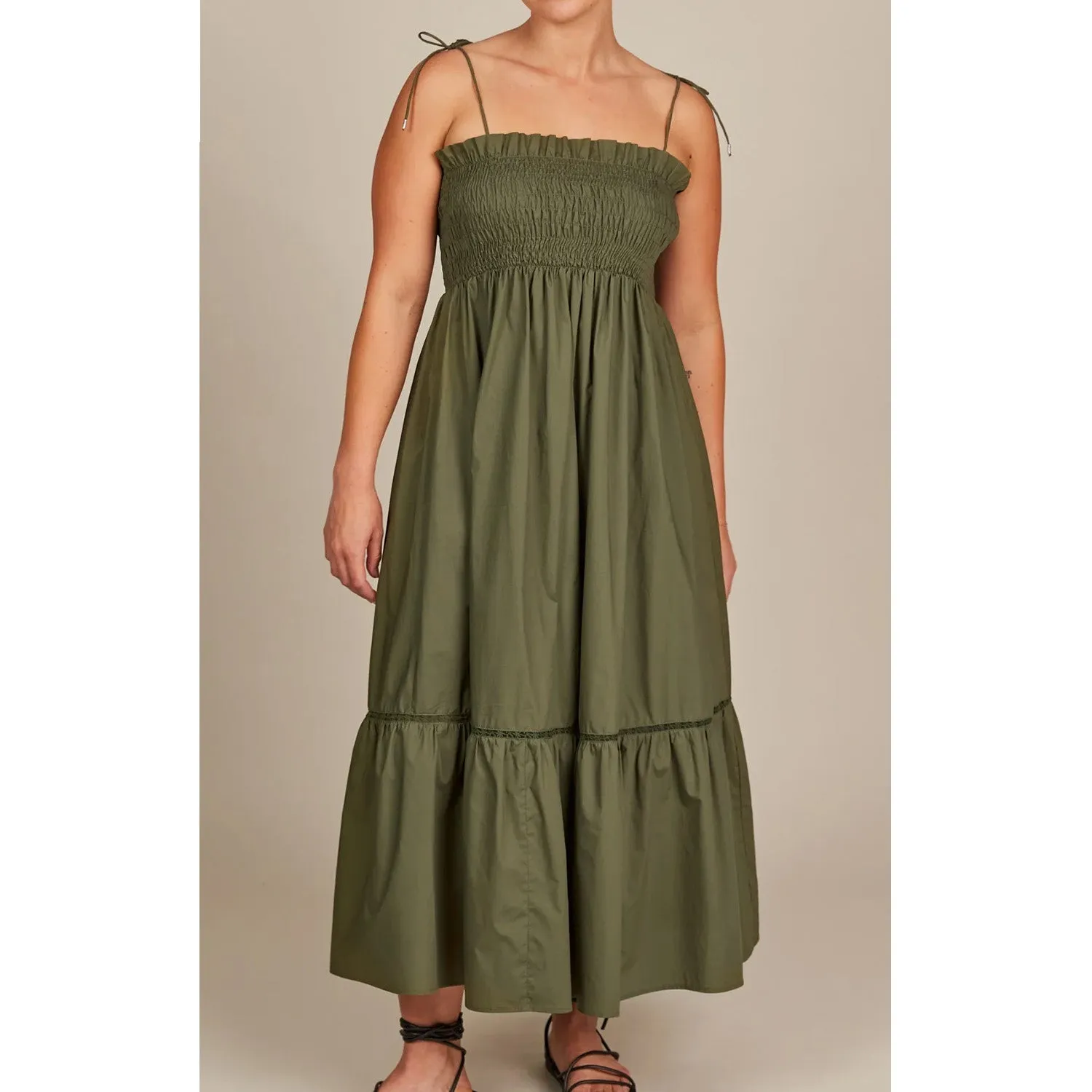 Dress Remi Shirred Maxi - Olive