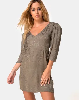 Dumia Mini Dress in Satin Cheetah Silver Grey