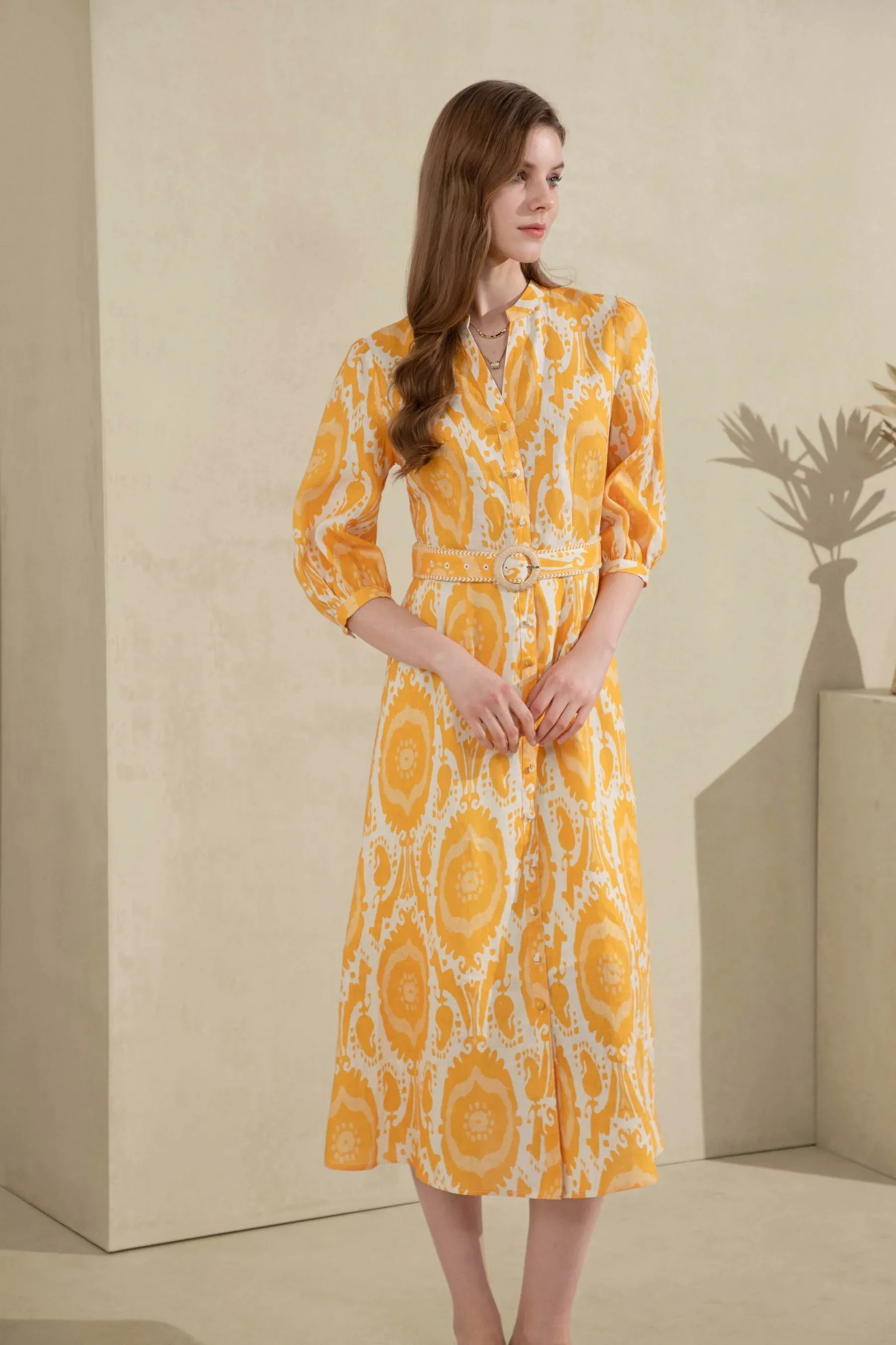 GDS Abyss Linen Long Dress | Yellow