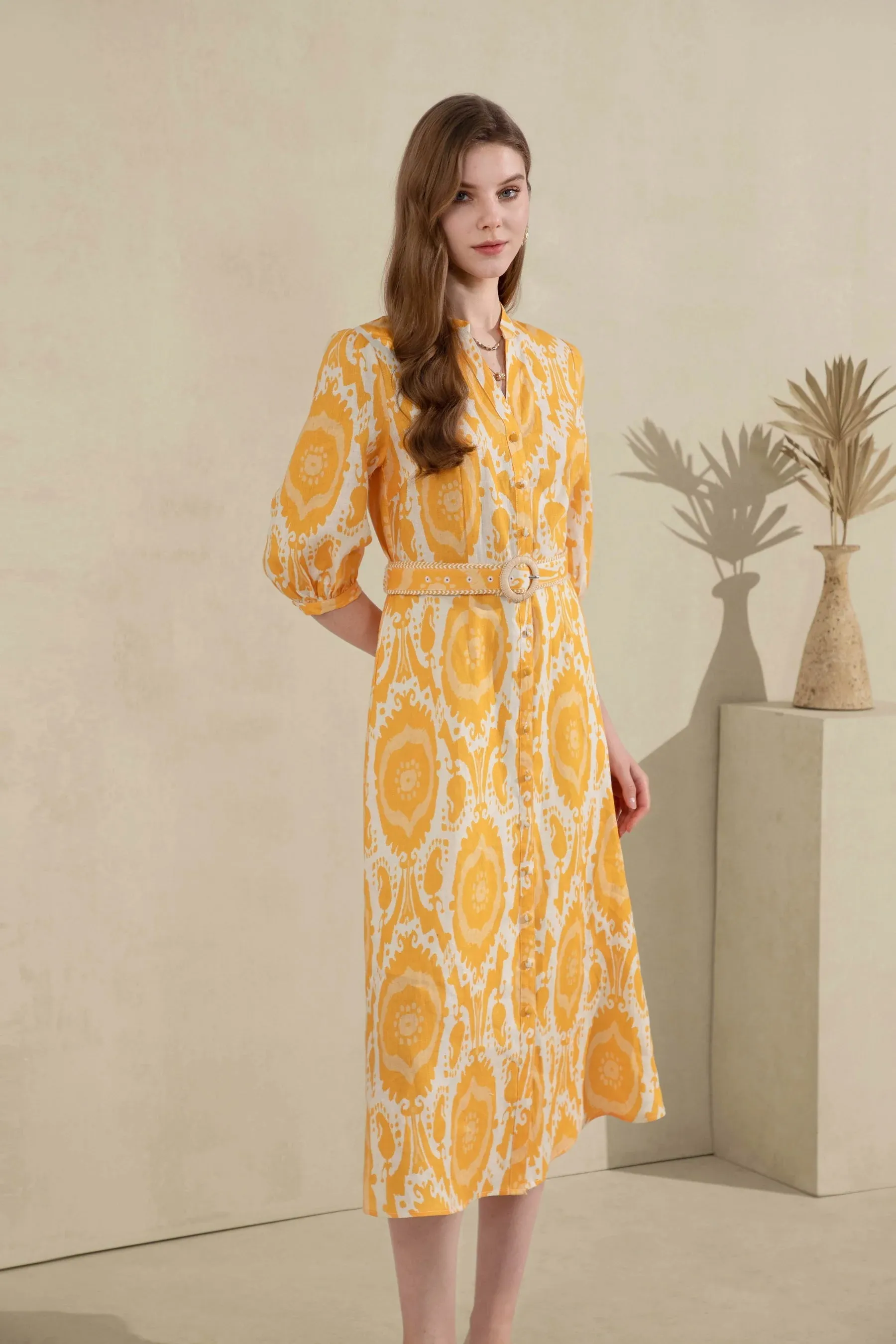 GDS Abyss Linen Long Dress | Yellow