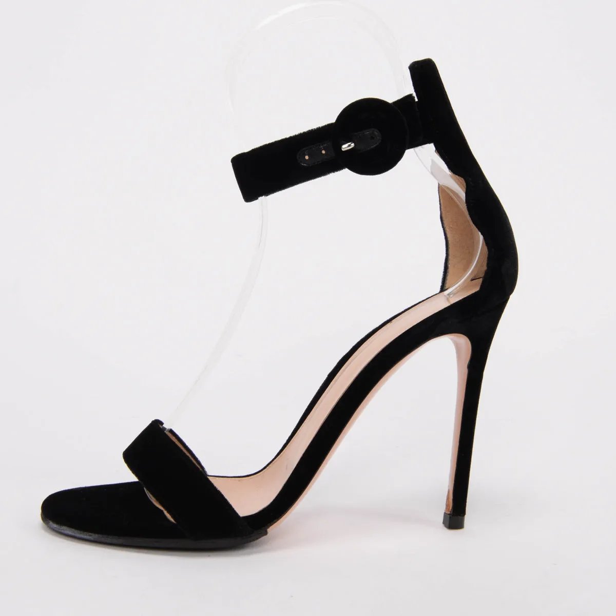 Gianvito Rossi Black Velvet Portofino 105 Sandals 39