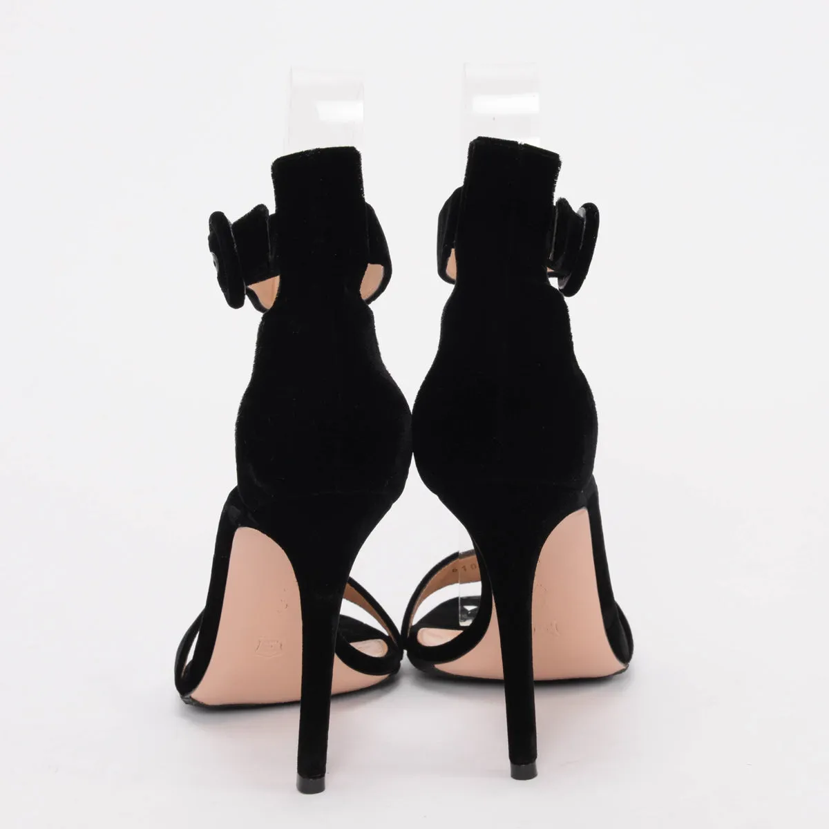 Gianvito Rossi Black Velvet Portofino 105 Sandals 39