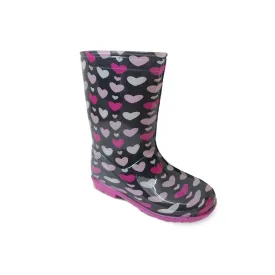 Girl's Pink Hearts Rain Boot