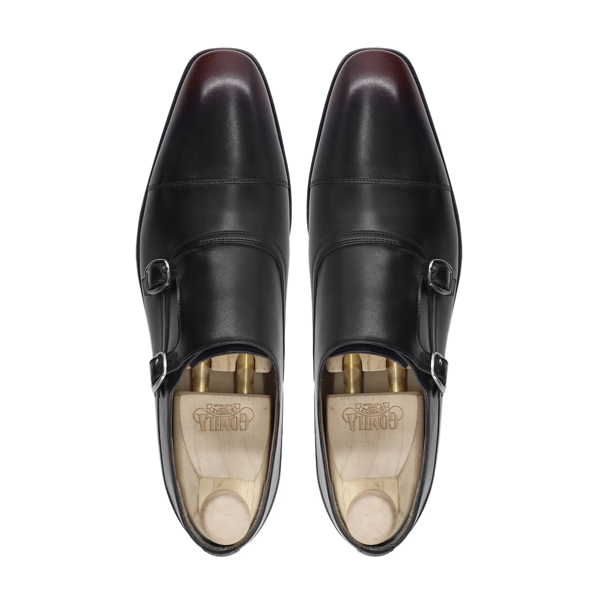 Harden - Men's Black Calf Leather Double Monkstrap