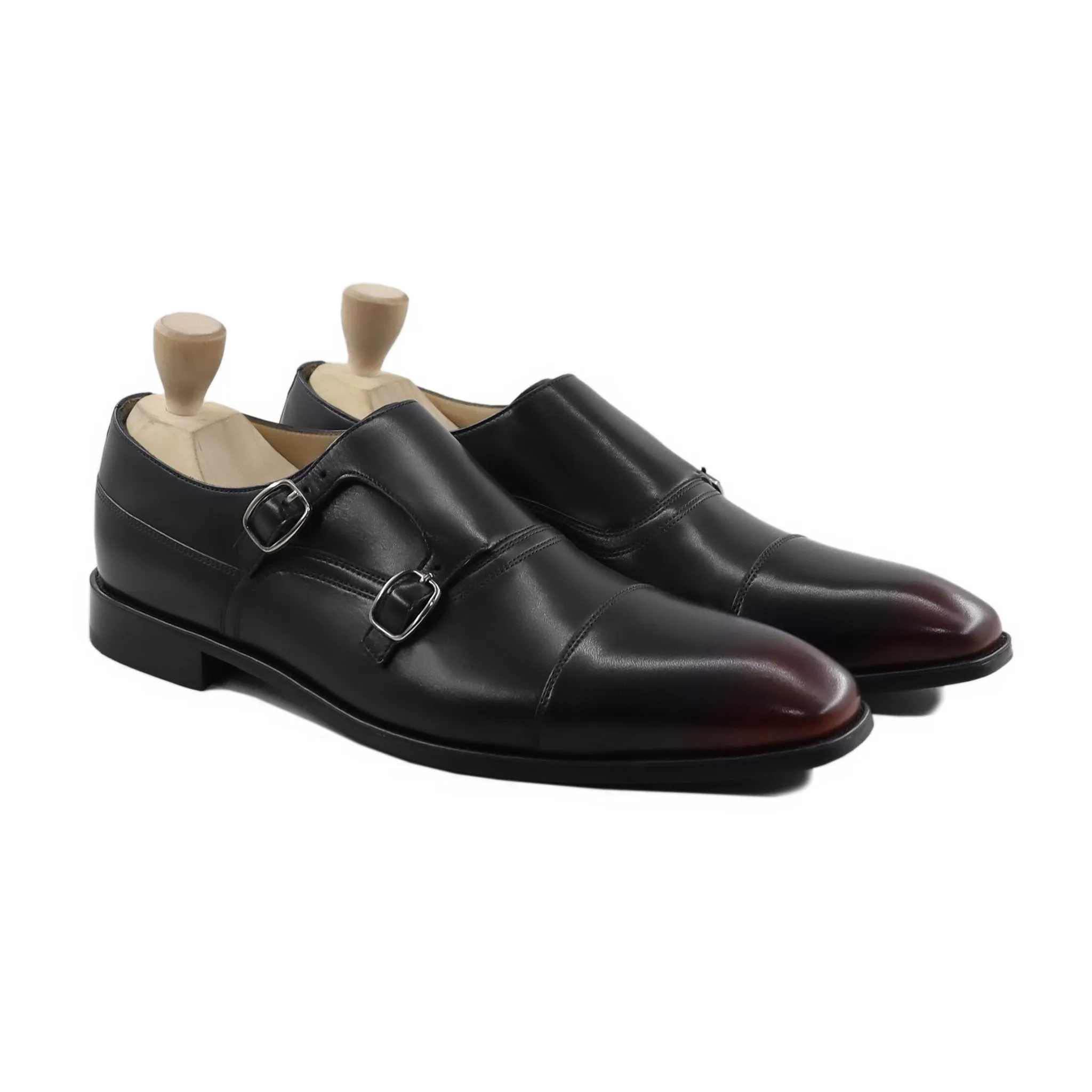 Harden - Men's Black Calf Leather Double Monkstrap