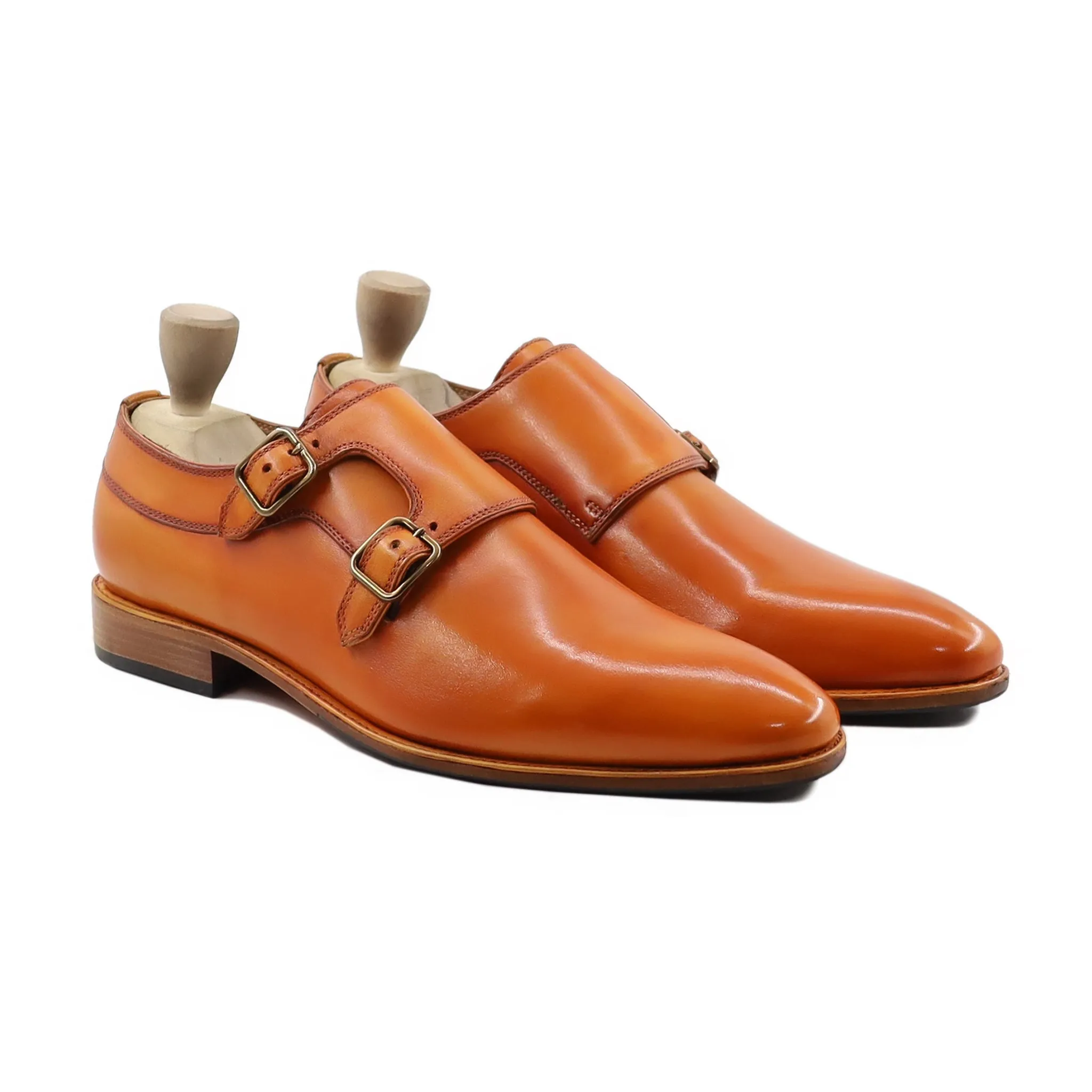 Haruto - Men's Tan Calf Leather Double Monkstrap