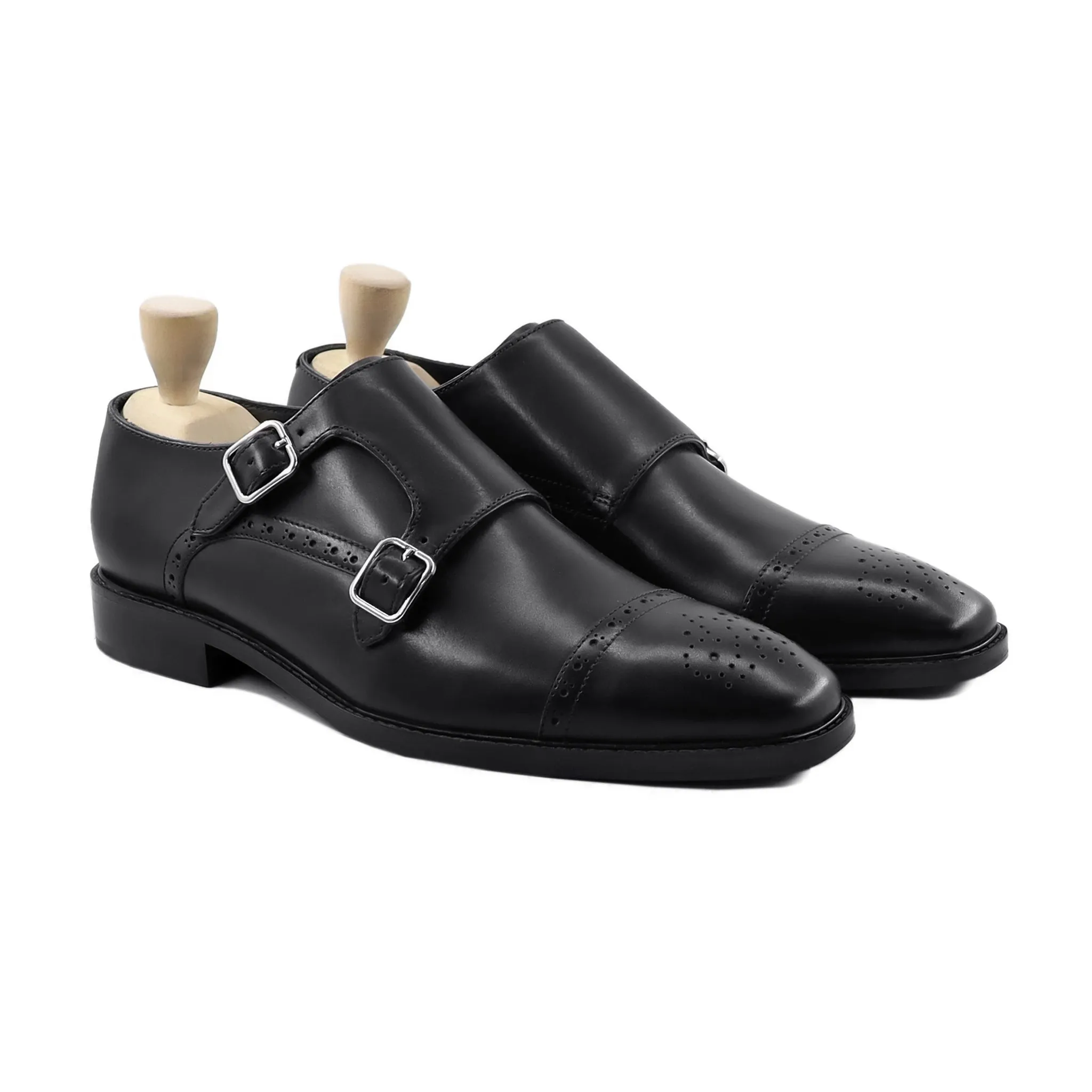 Jabez - Men's Black Calf Leather Double Monkstrap