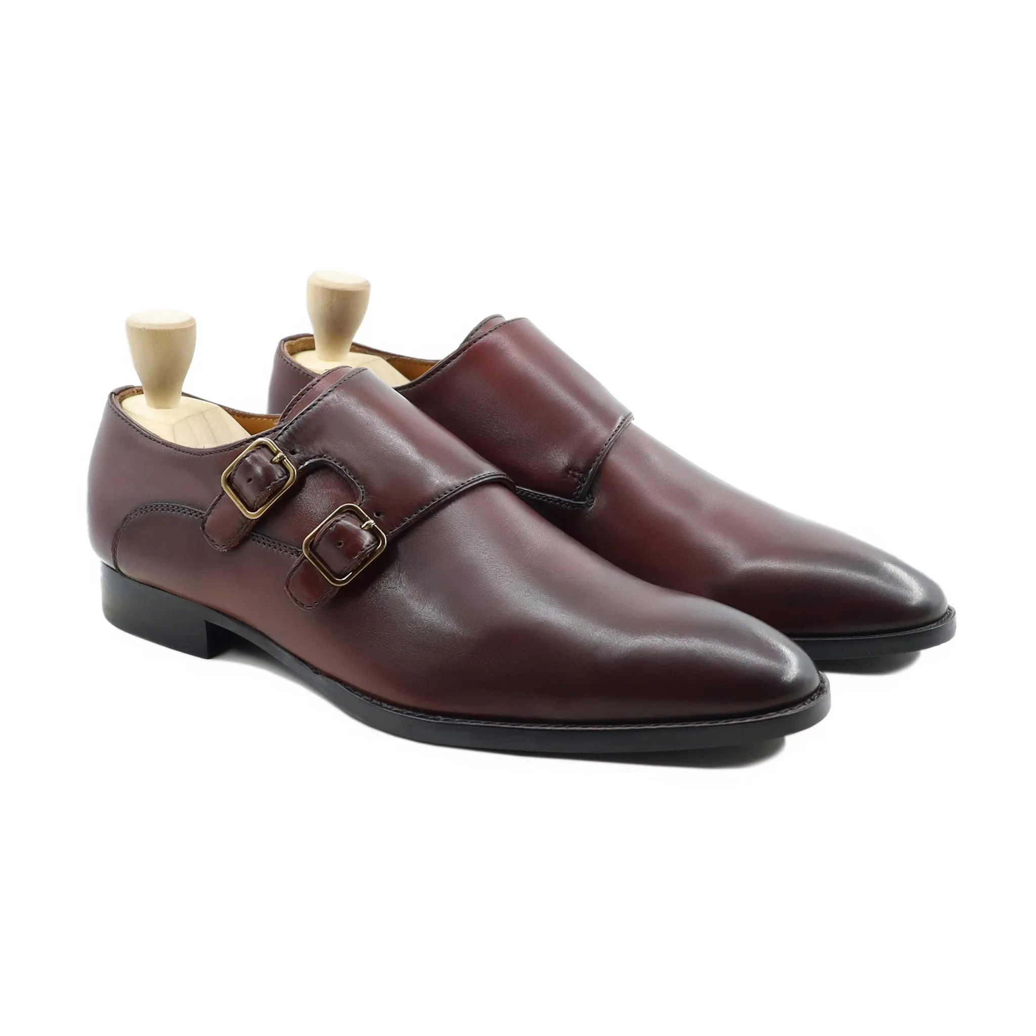 Jaworzno - Men's Oxblood Patina Calf Leather Double Monkstrap