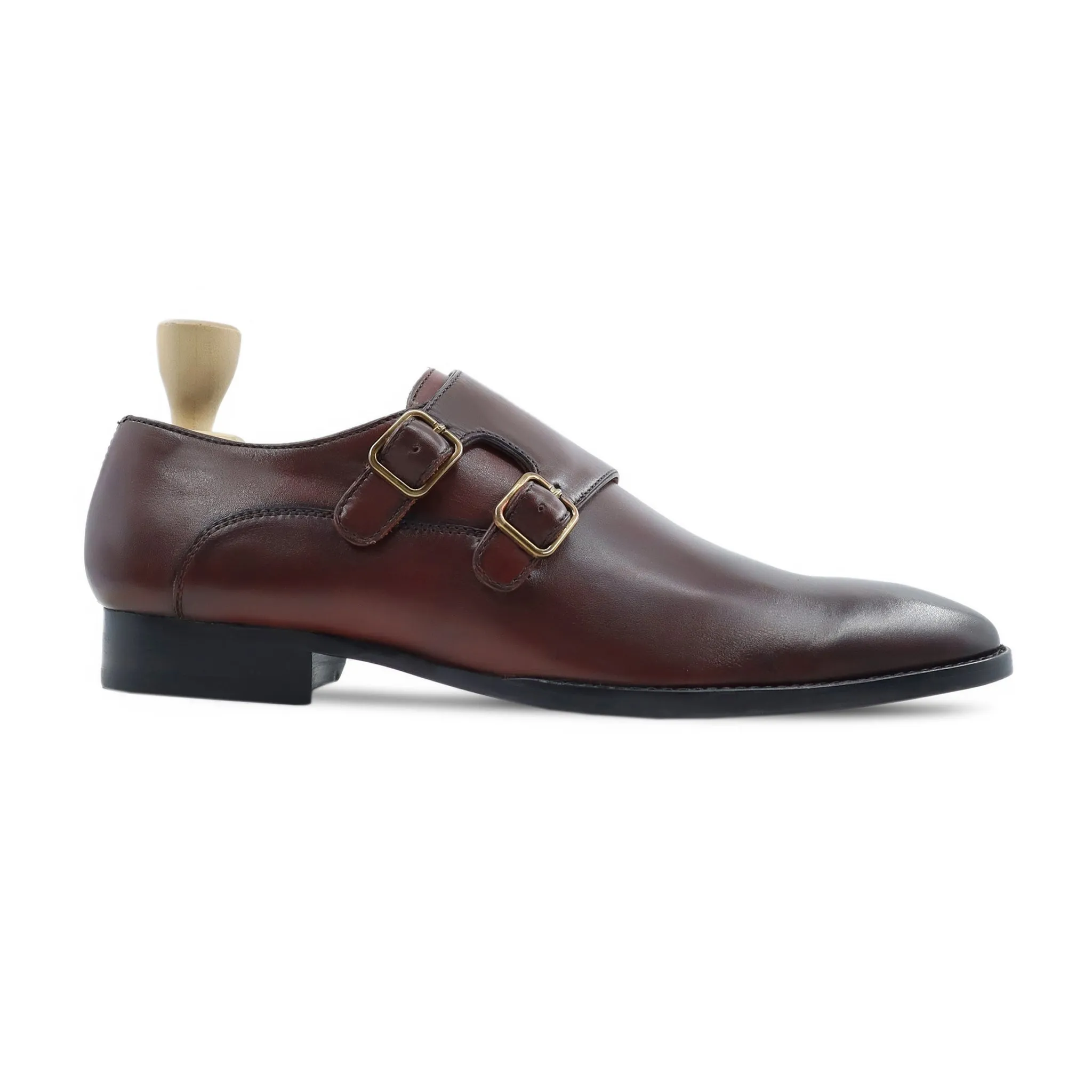 Jaworzno - Men's Oxblood Patina Calf Leather Double Monkstrap