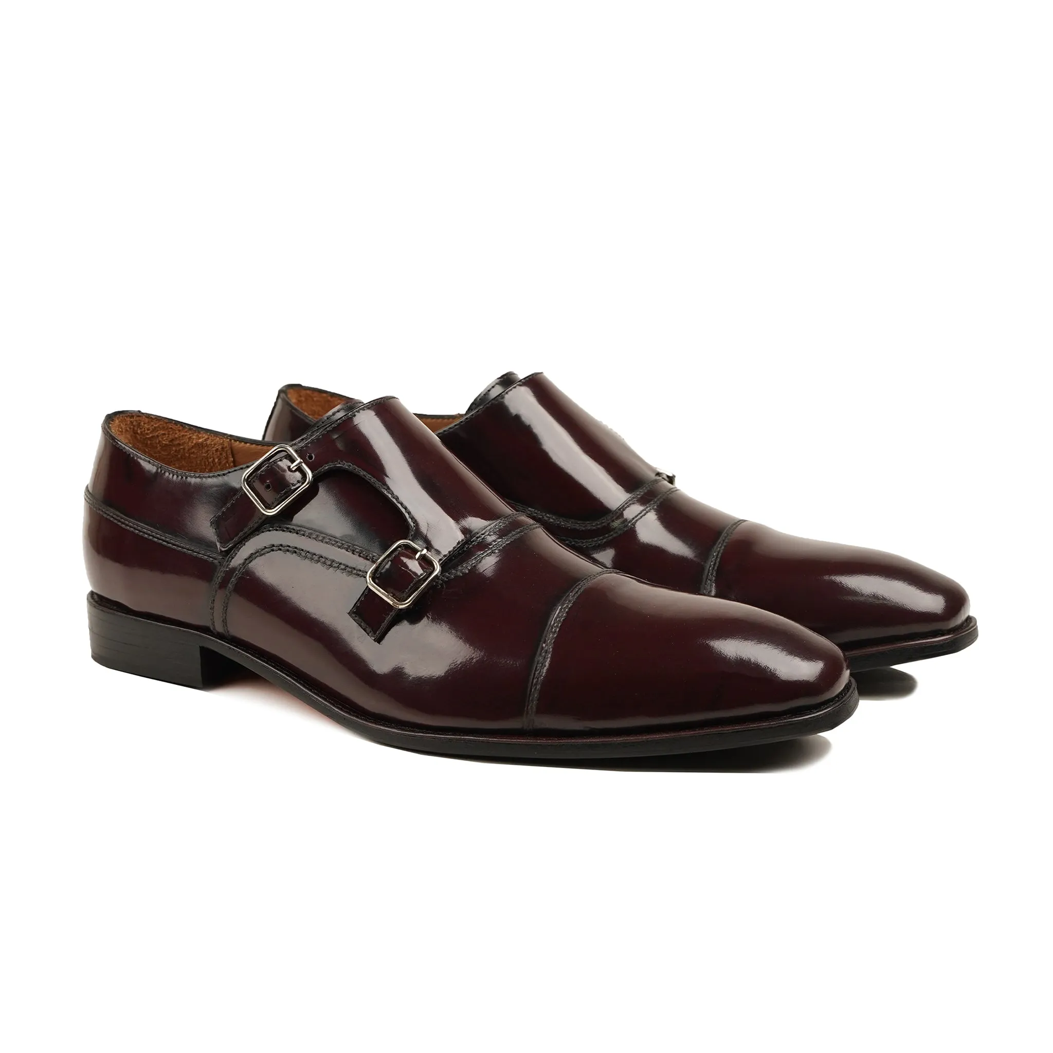 Jerry - Men's Oxblood Box Leather High Shine Double Monkstrap