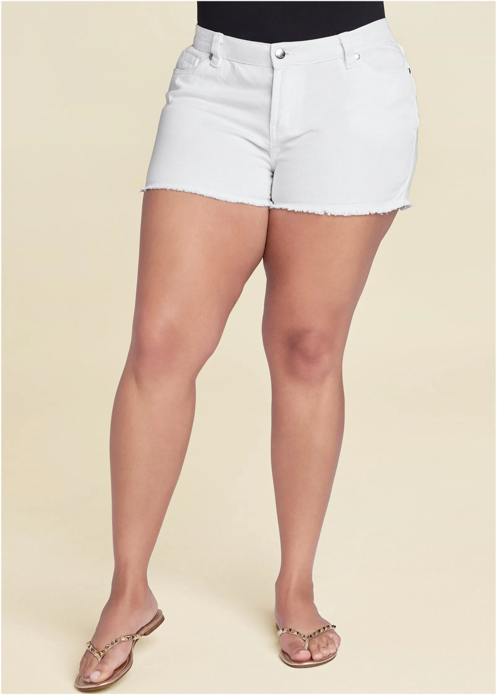 Jessica Cutoff Denim Shorts - White