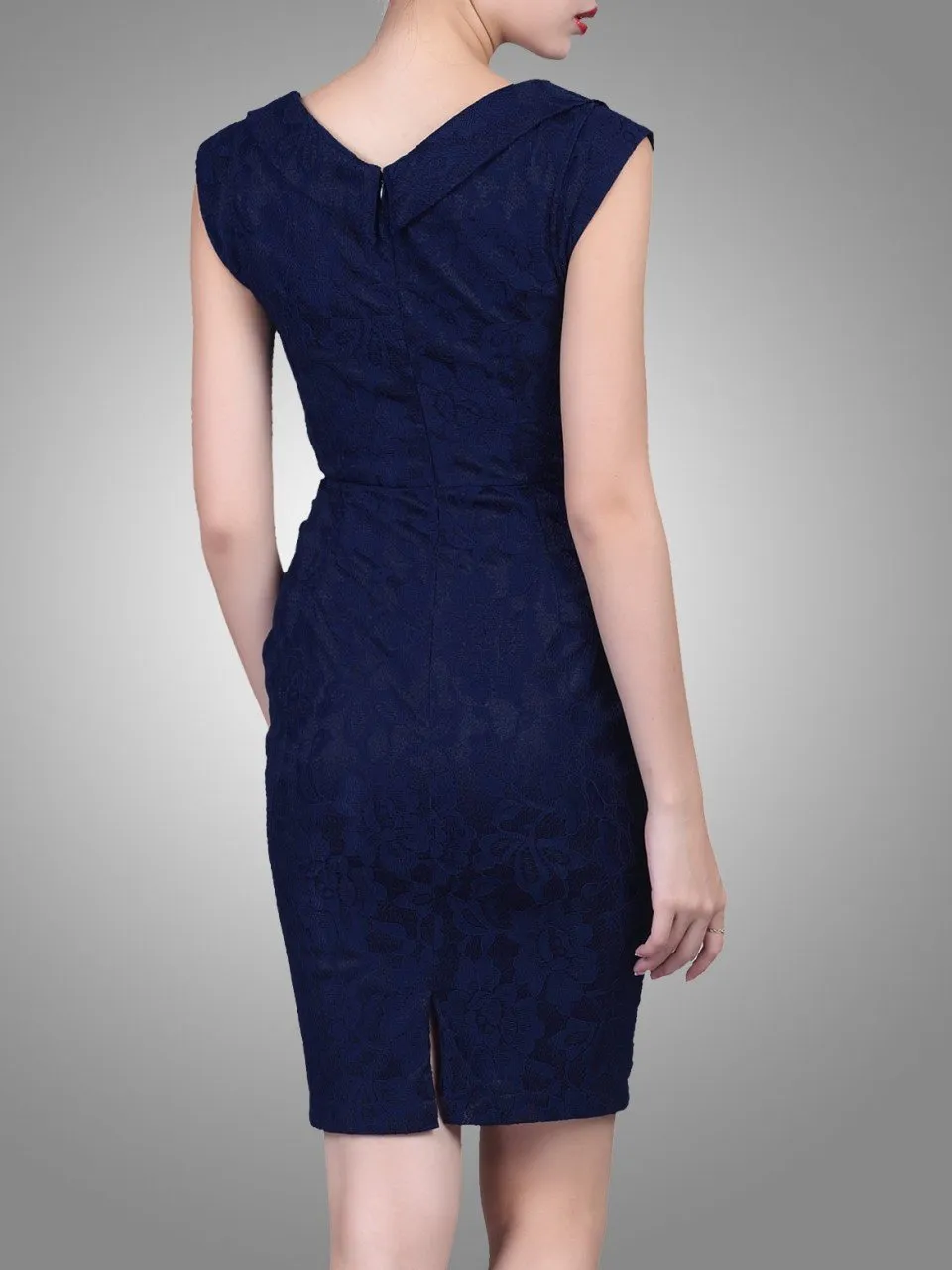 Jolie Moi Crossover Bust Ruched Shift Bridesmaid Dress, Navy