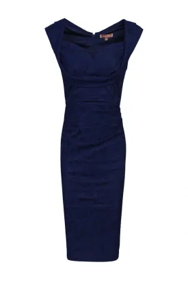 Jolie Moi Crossover Bust Ruched Shift Bridesmaid Dress, Navy