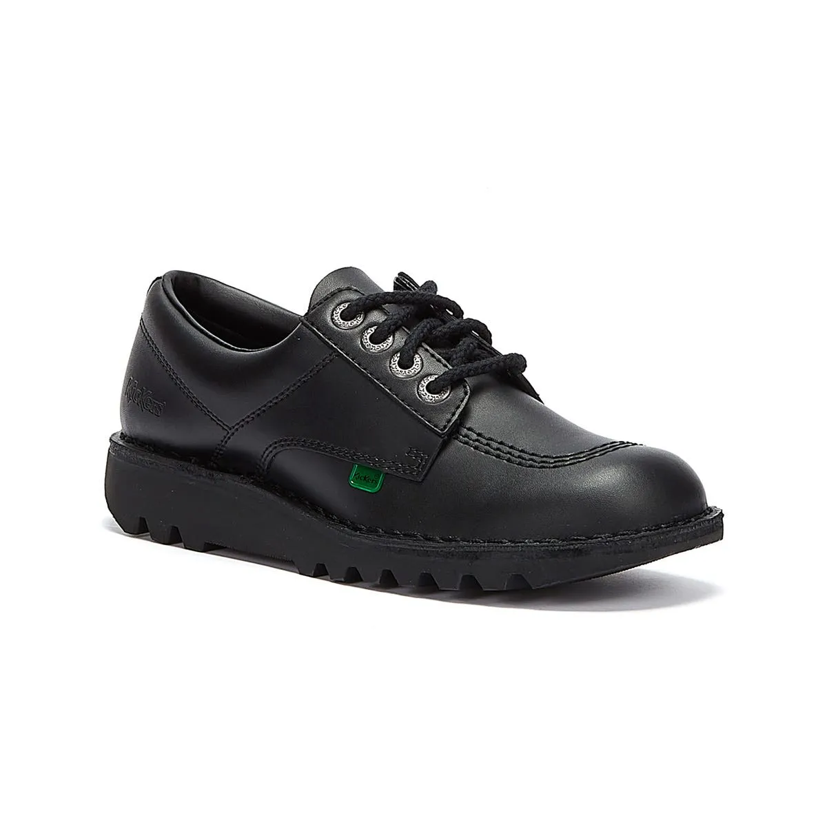 Kickers Kick Lo Youth Black Leather School Shoes