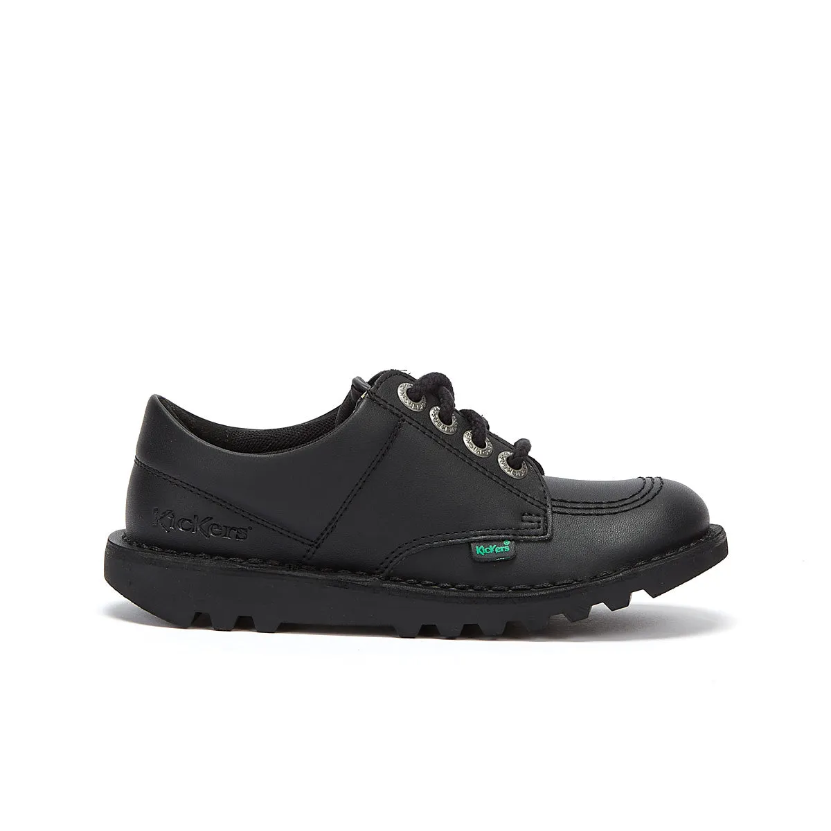 Kickers Kick Lo Youth Black Leather School Shoes