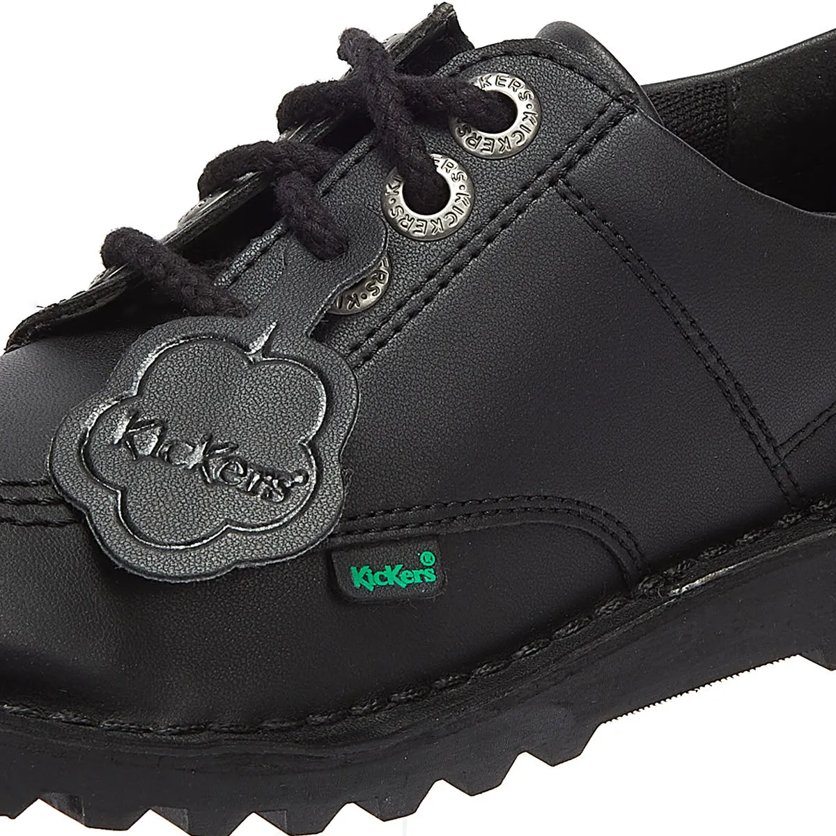 Kickers Kick Lo Youth Black Leather School Shoes