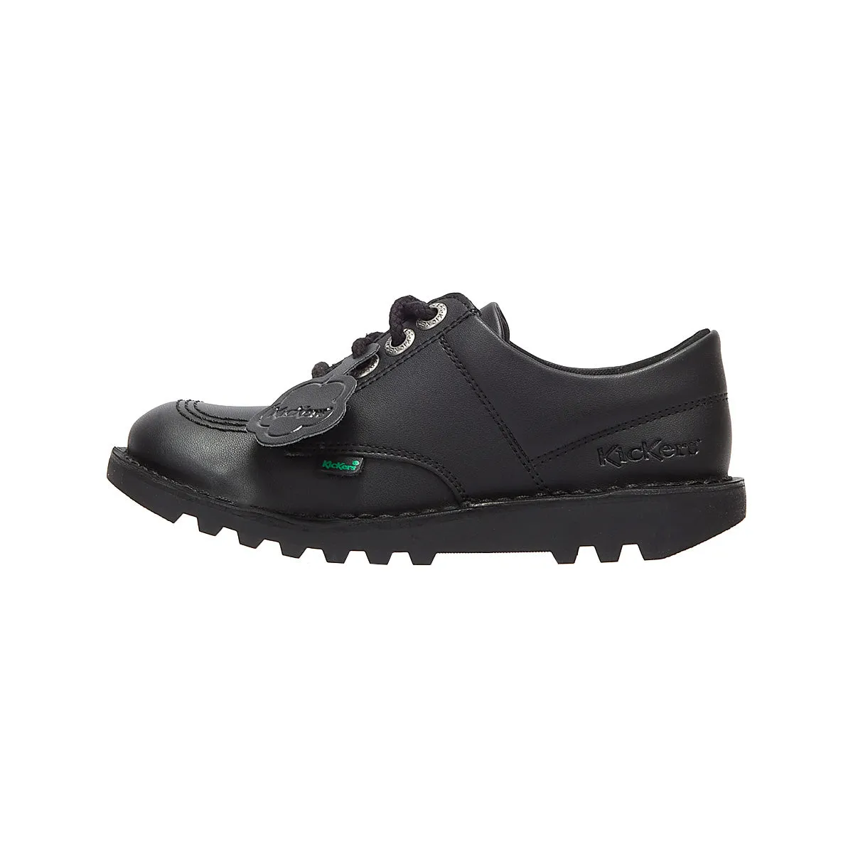 Kickers Kick Lo Youth Black Leather School Shoes