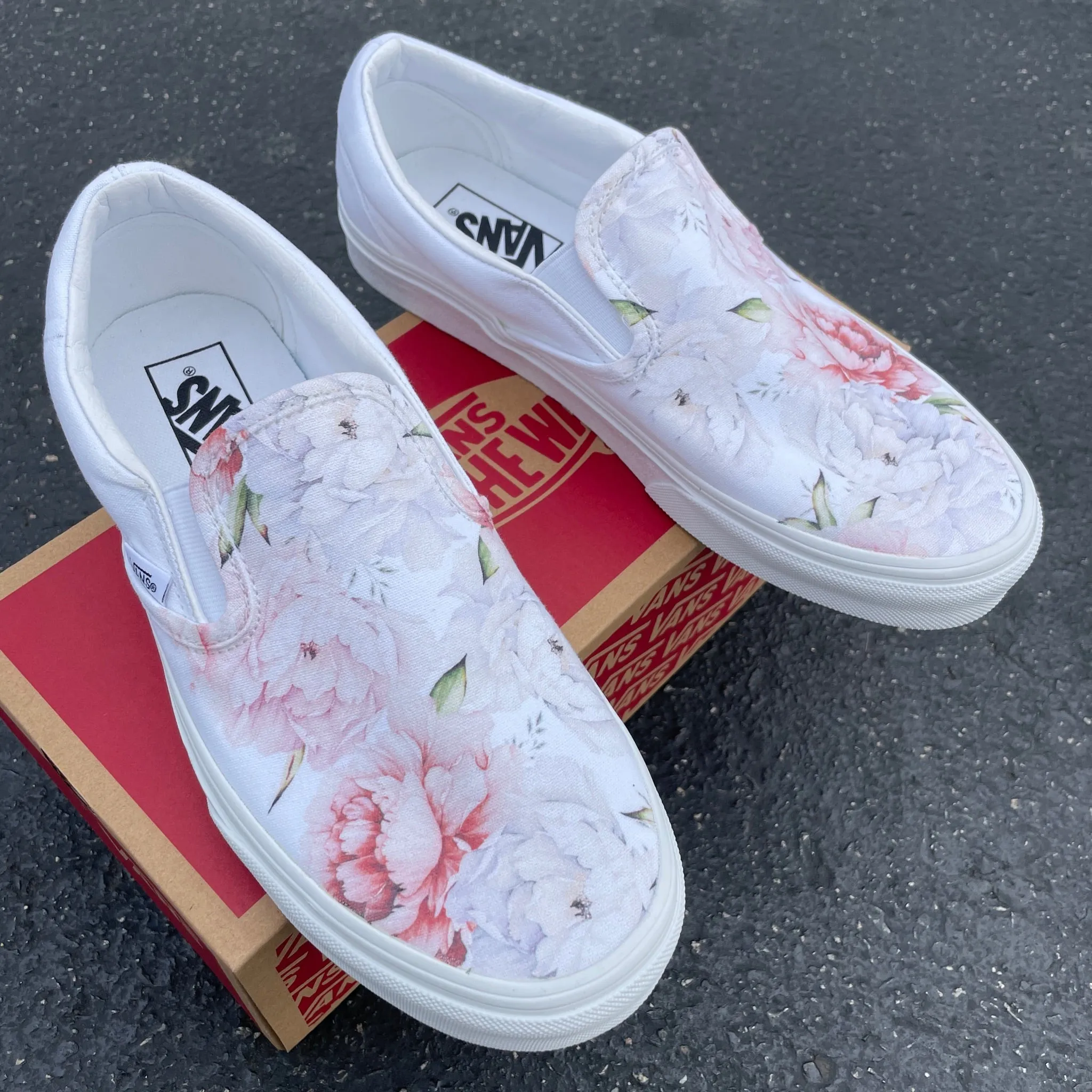 Light Spring Peony - Floral Custom Slip Ons