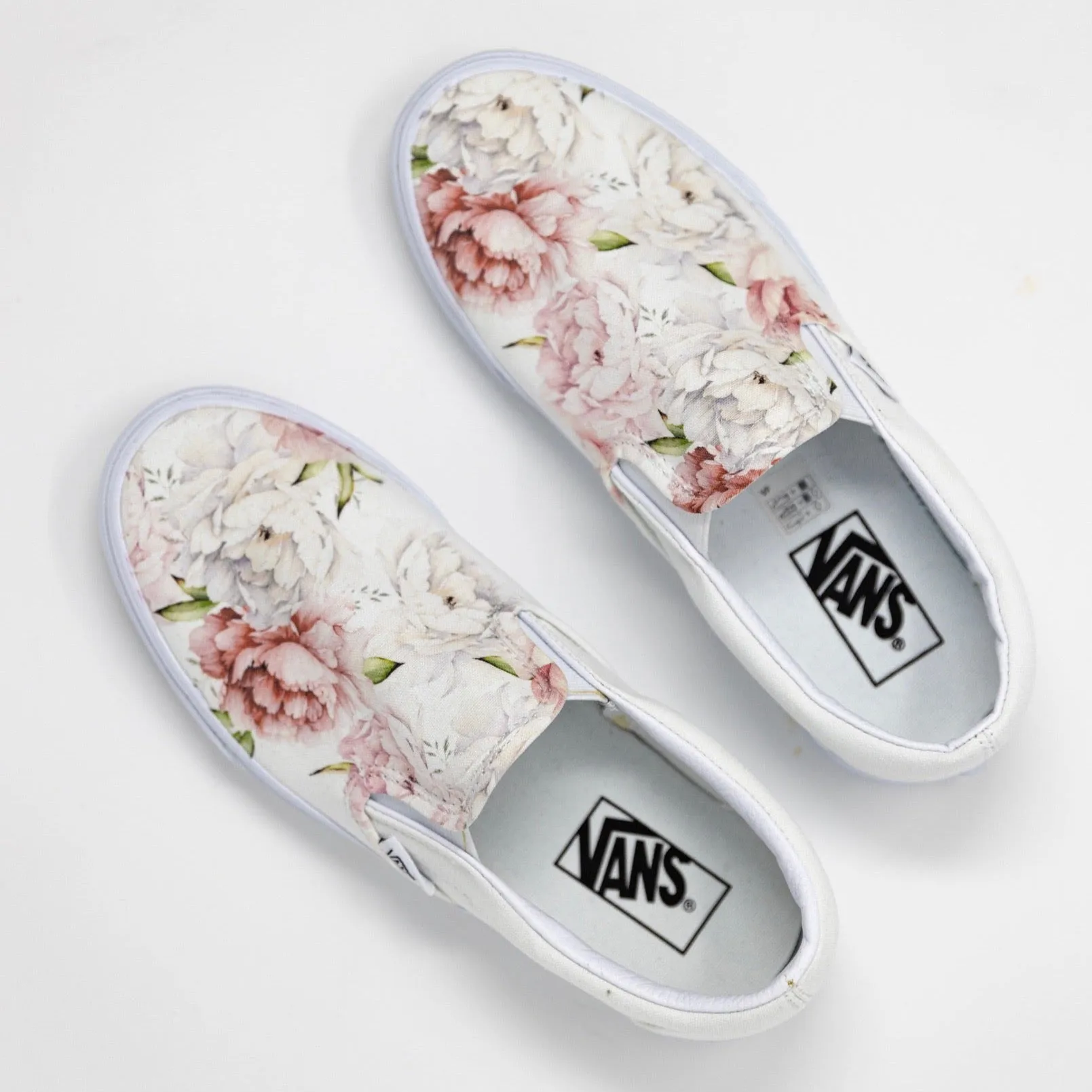 Light Spring Peony - Floral Custom Slip Ons