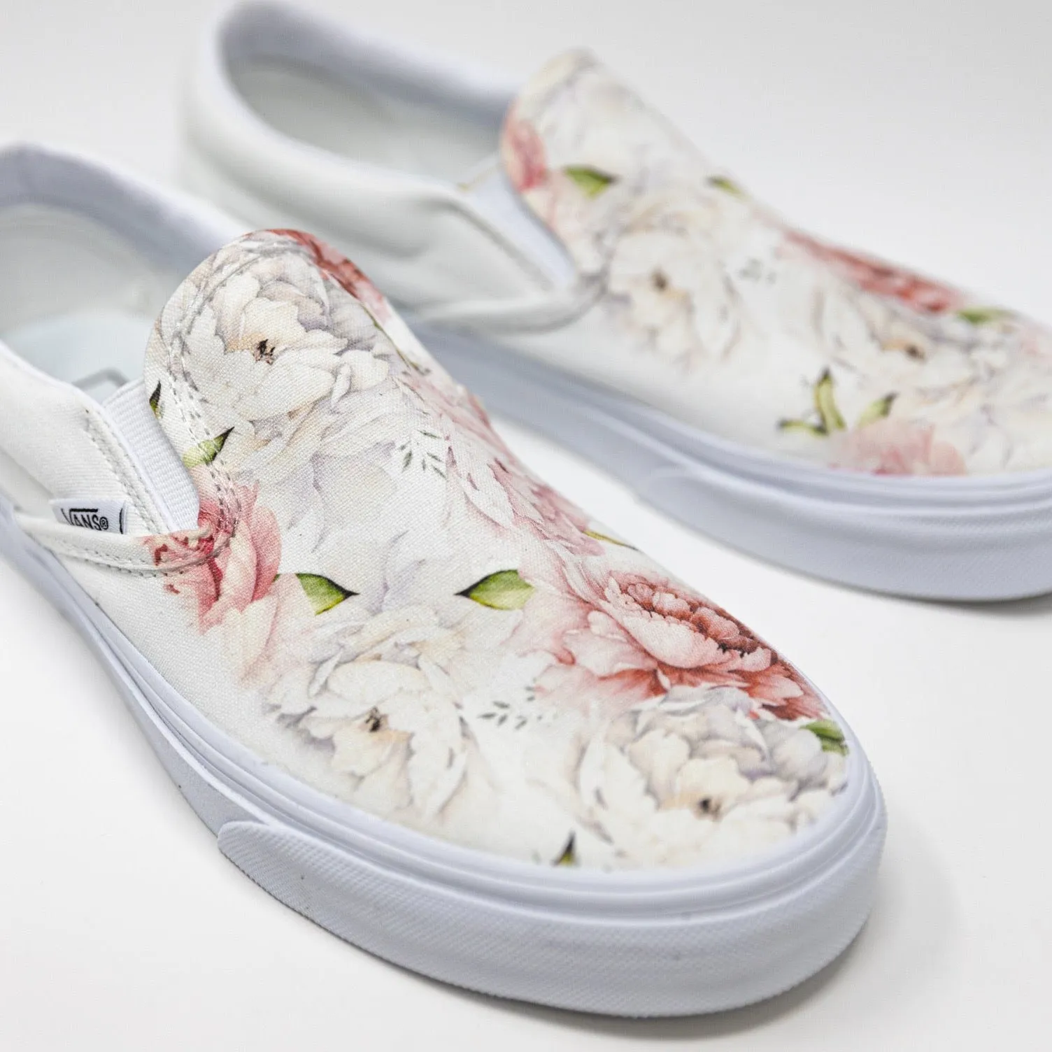 Light Spring Peony - Floral Custom Slip Ons