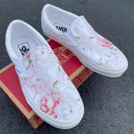 Light Spring Peony - Floral Custom Slip Ons