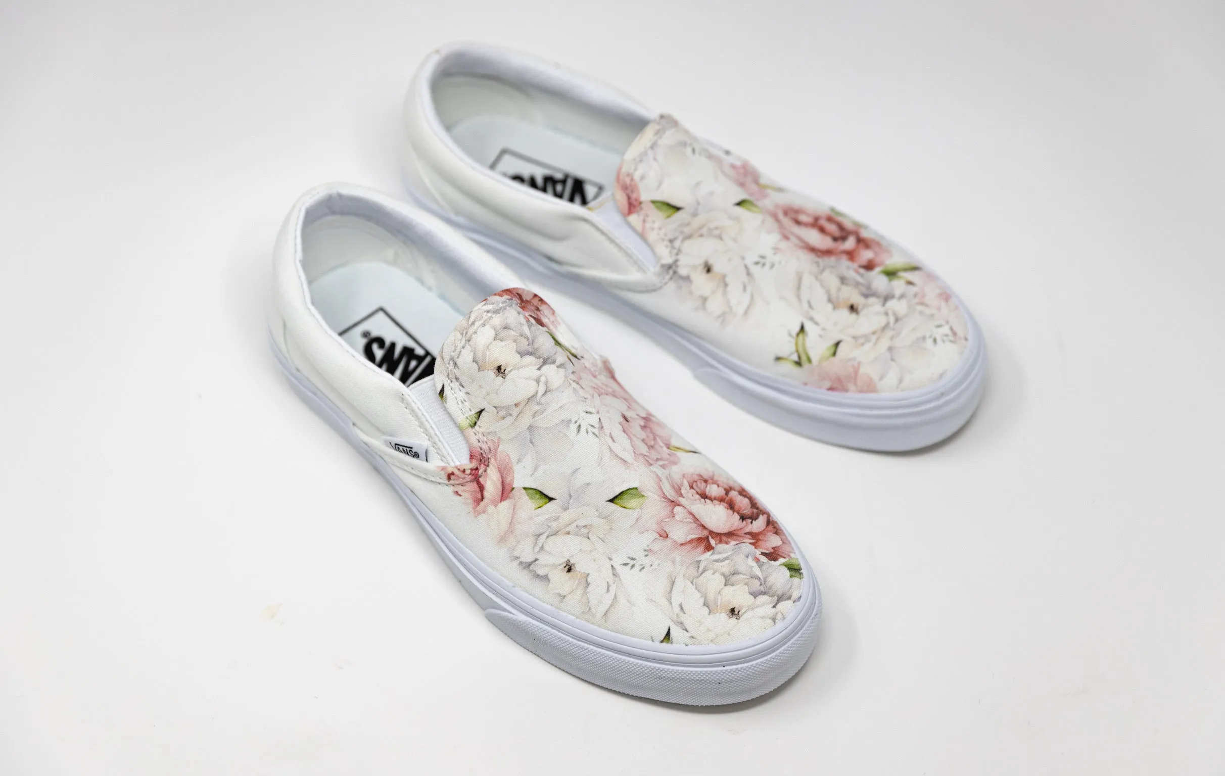 Light Spring Peony - Floral Custom Slip Ons