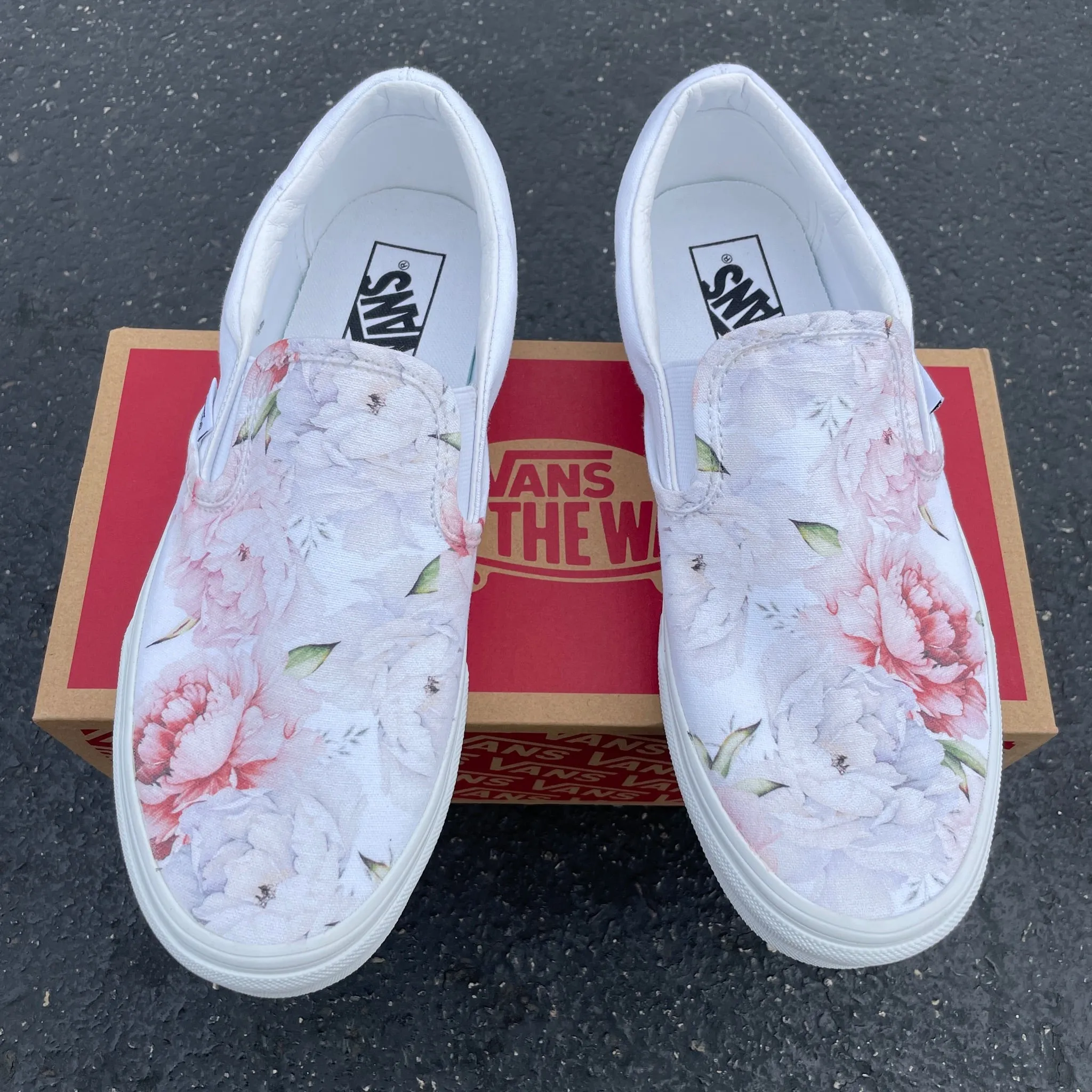 Light Spring Peony - Floral Custom Slip Ons