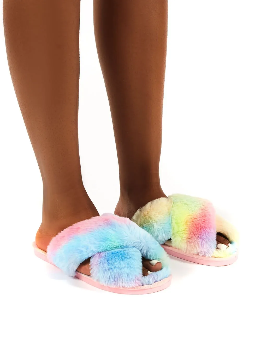 Mallow Multi Fluffy Cross Strap Slippers